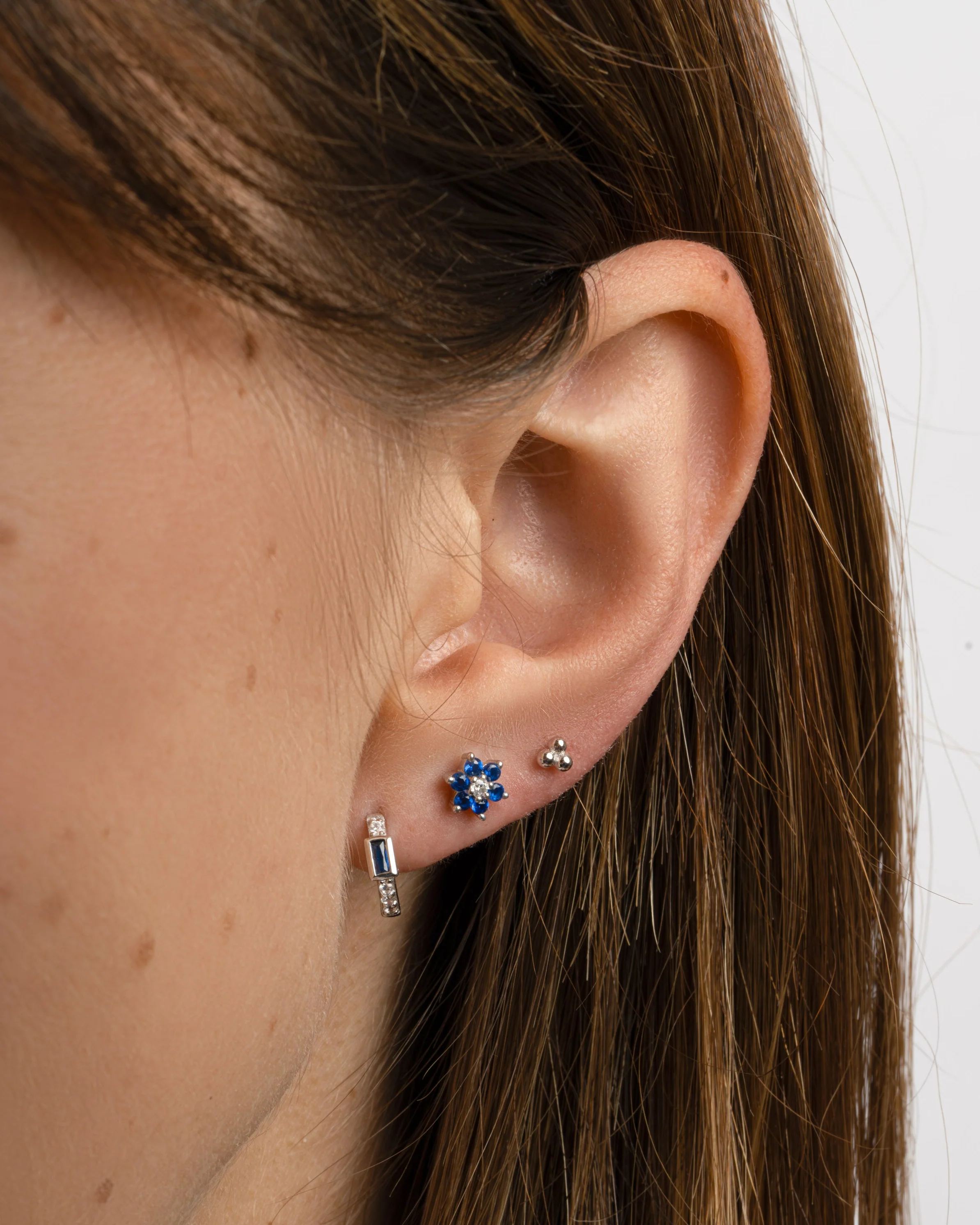 Sapphire Baguette Huggie Earrings - Image 4
