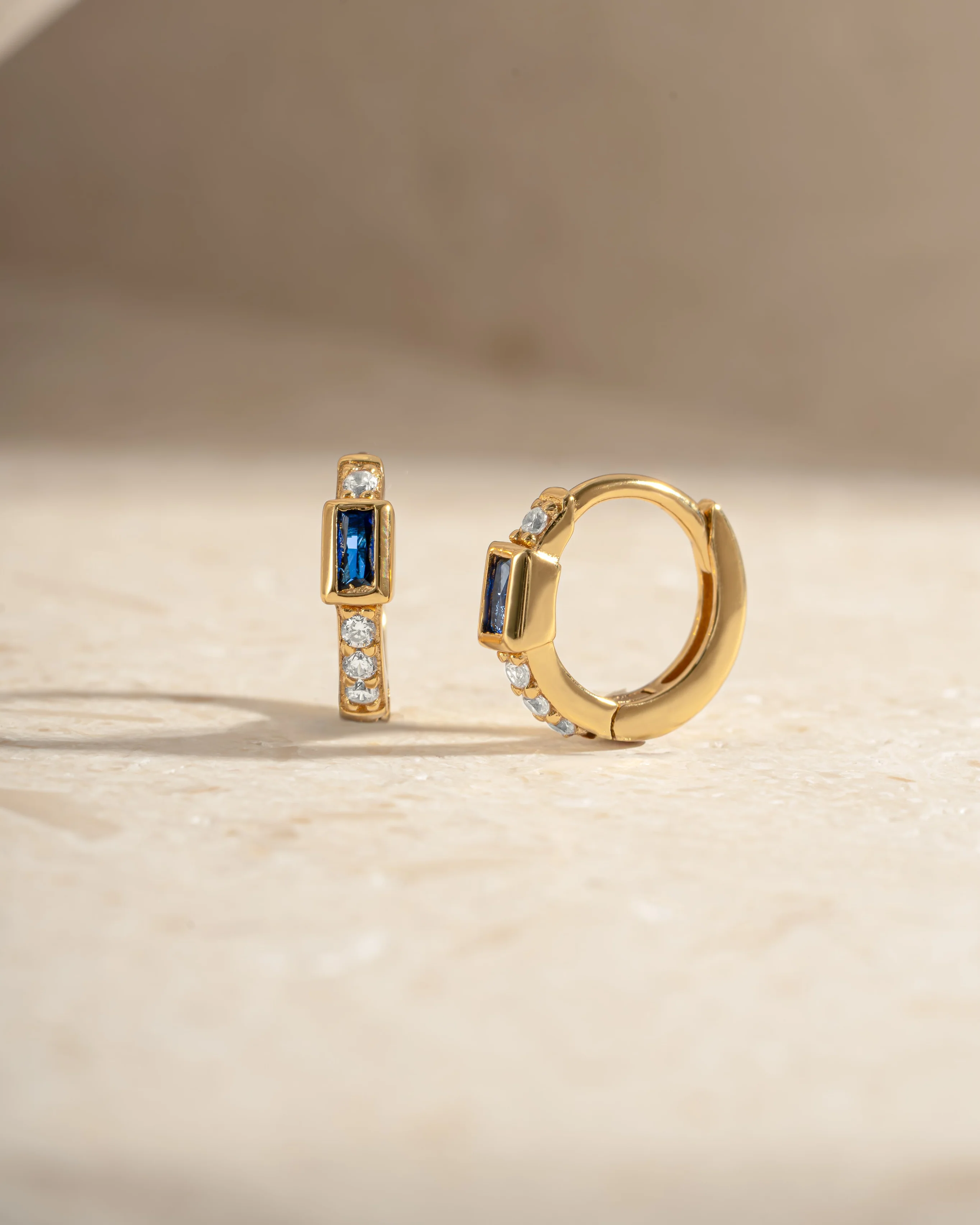 Sapphire Baguette Huggie Earrings - Image 6