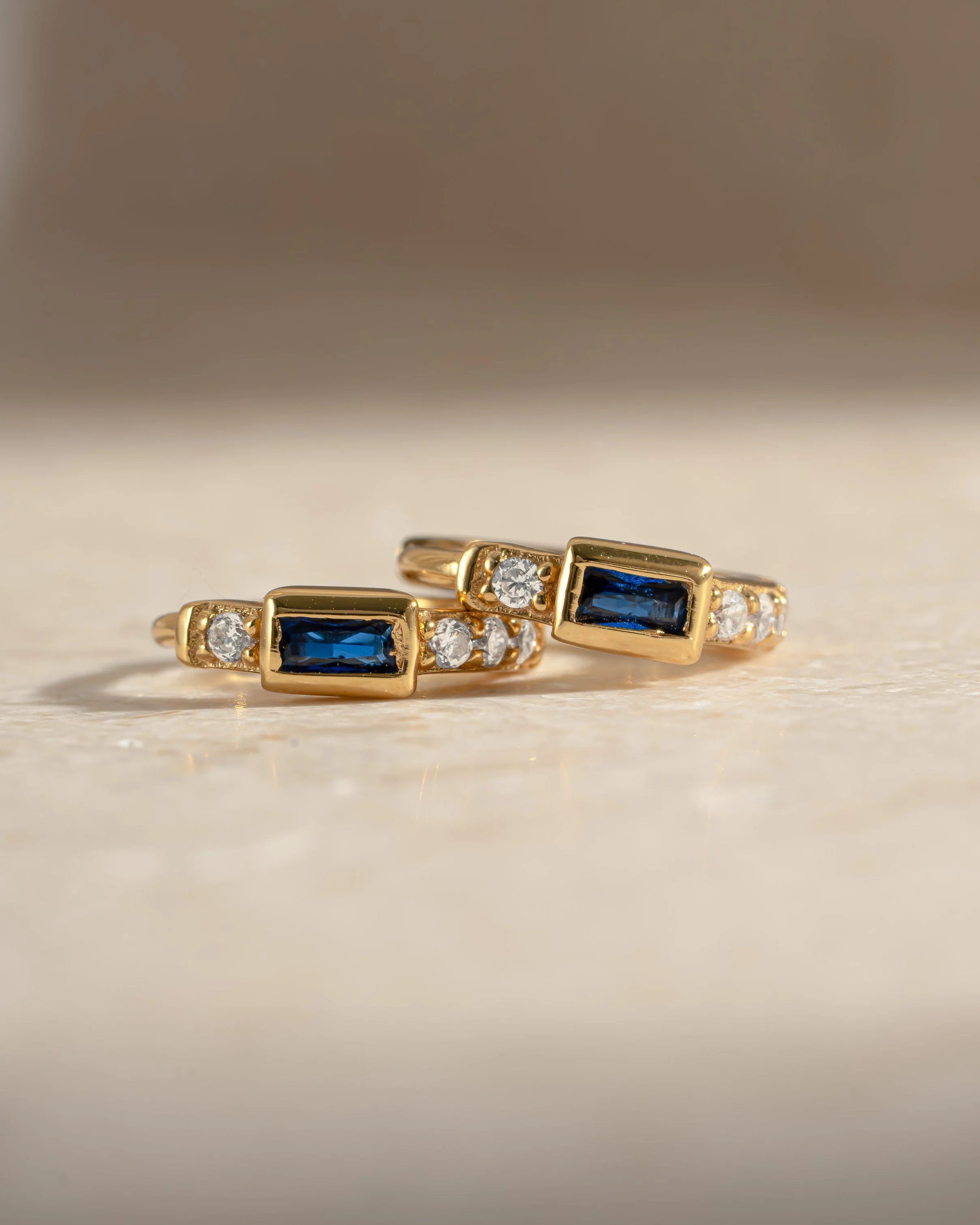 Sapphire Baguette Huggie Earrings - Image 8