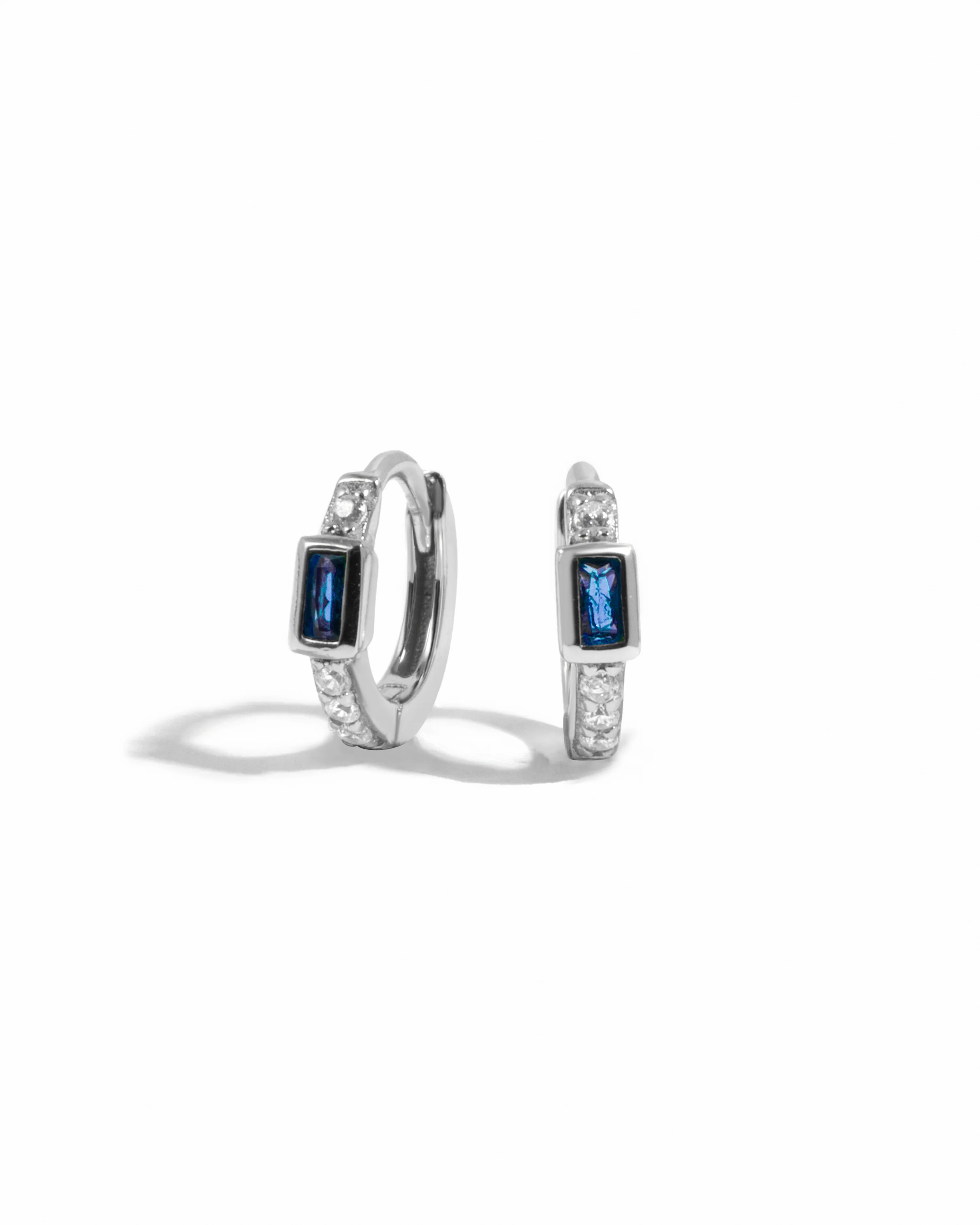 Sapphire Baguette Huggie Earrings - Image 9