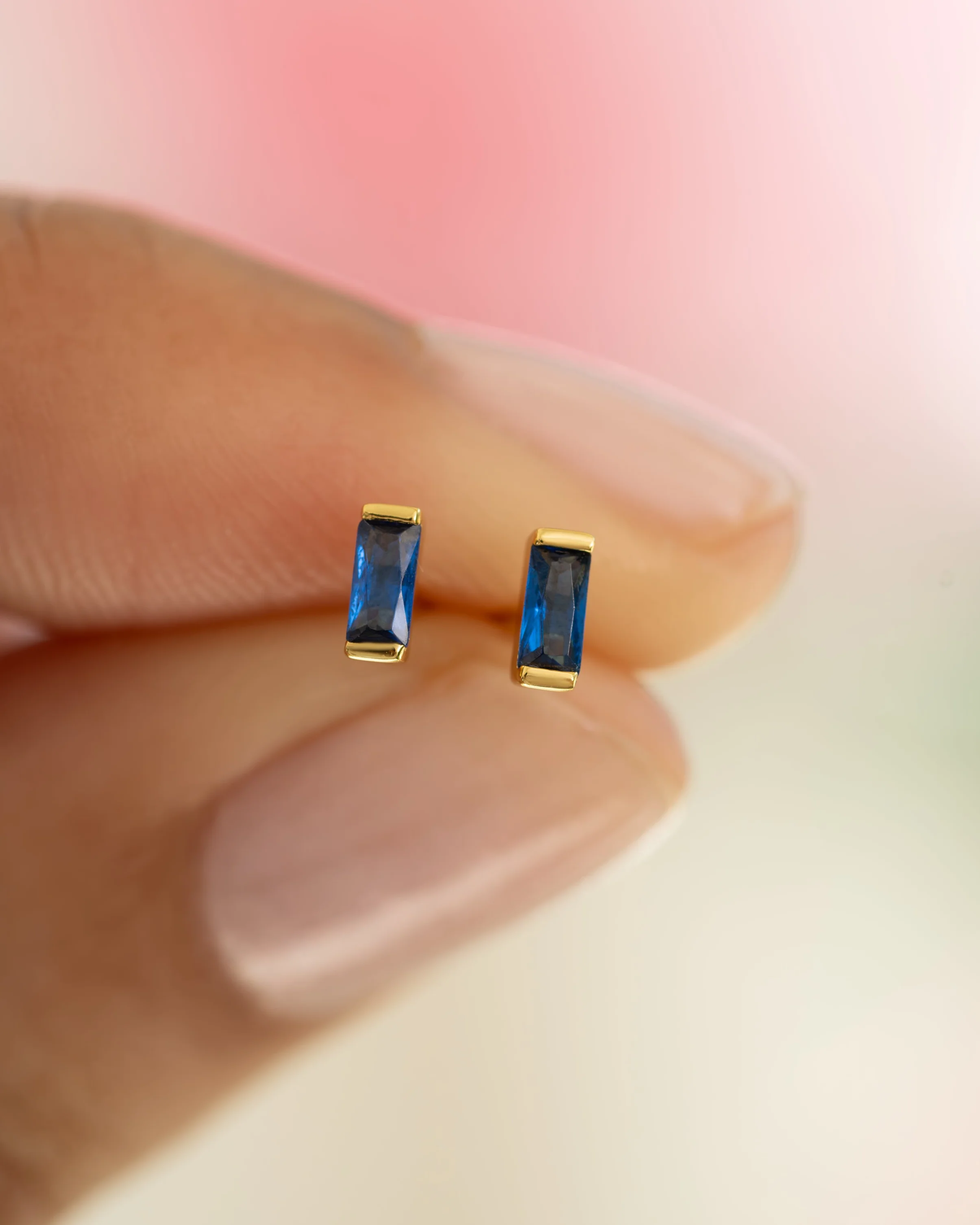 Sapphire Baguette Stud Earrings - Image 7