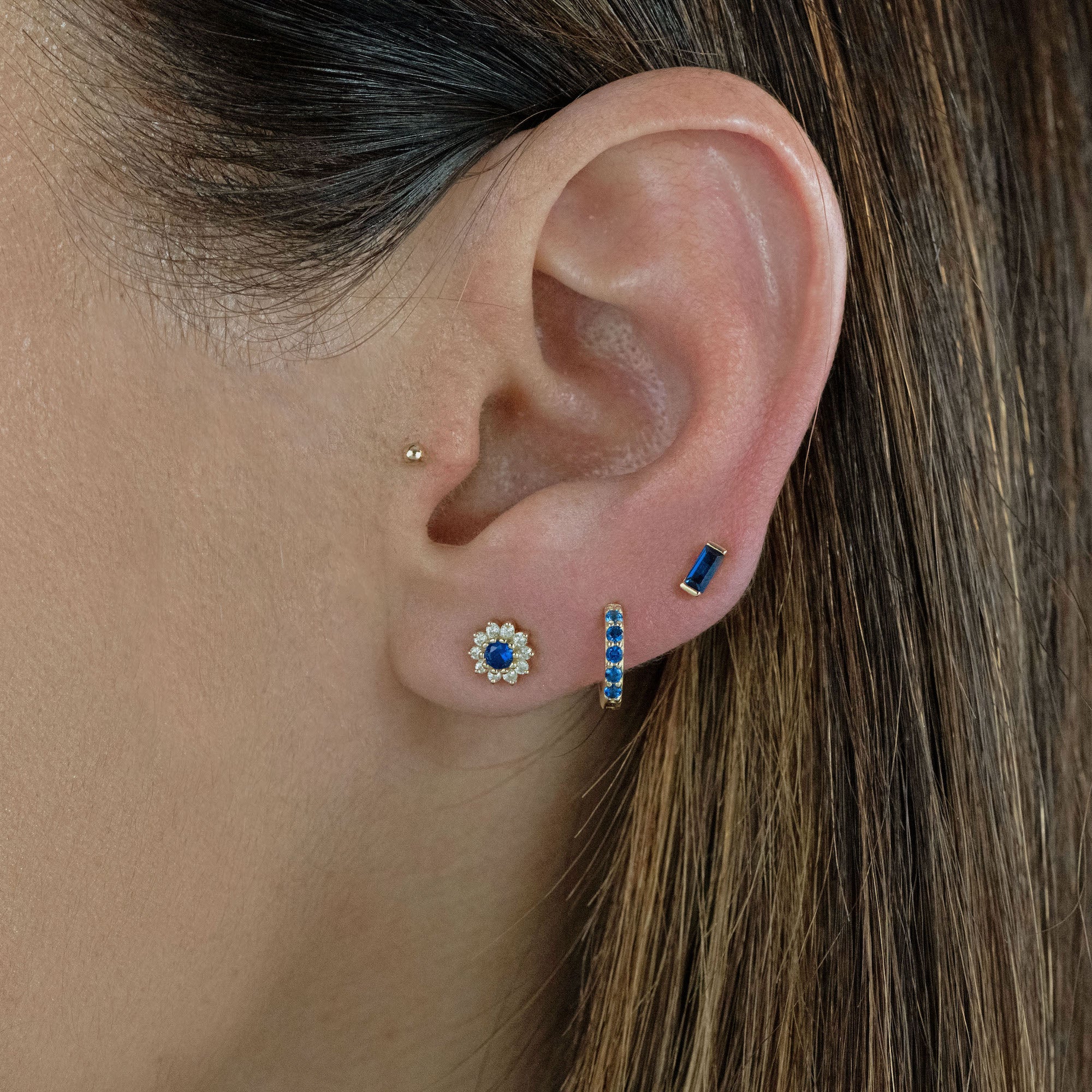 Sapphire Dainty Flower Studs - Image 2