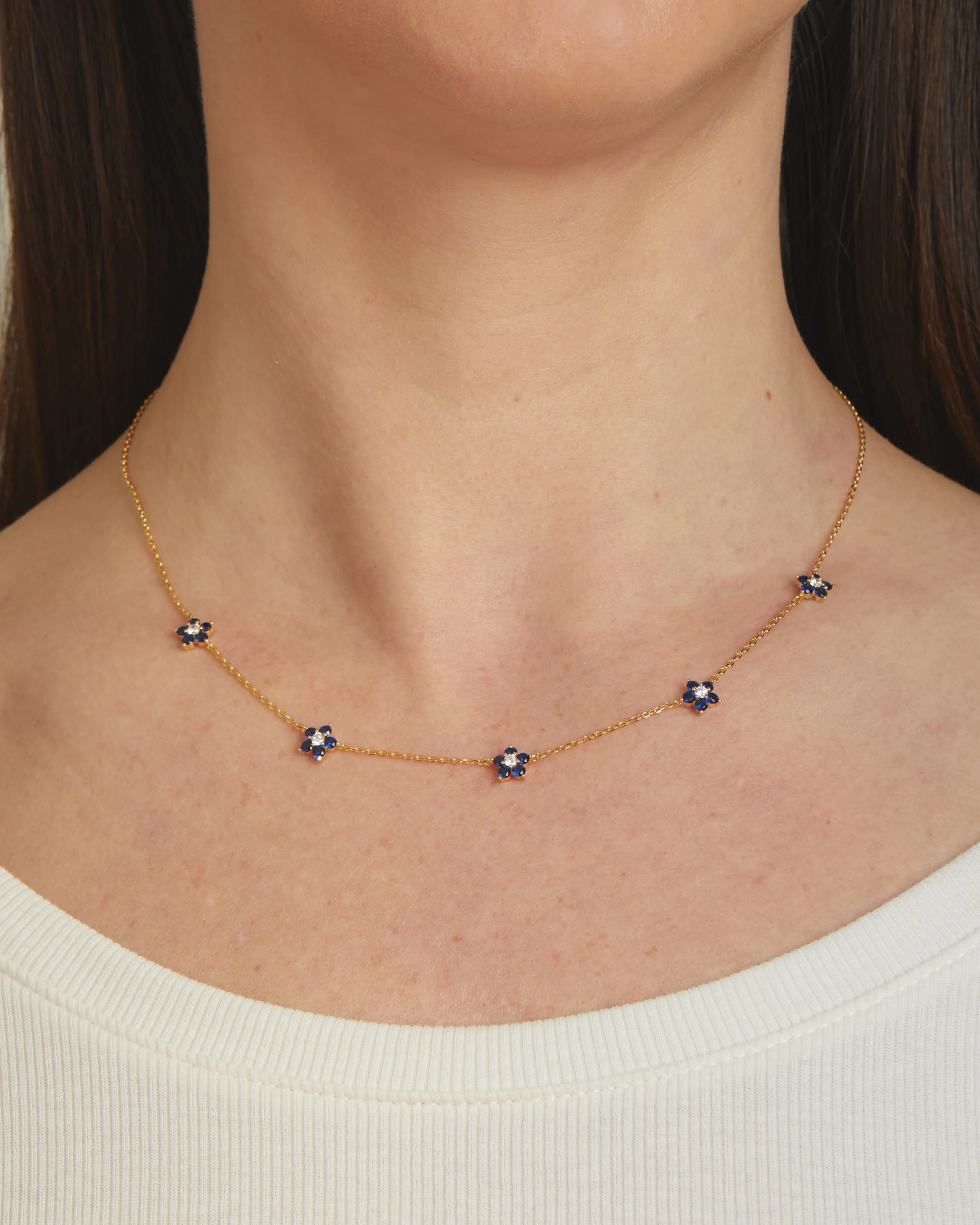 Sapphire Flower Necklace - Image 2