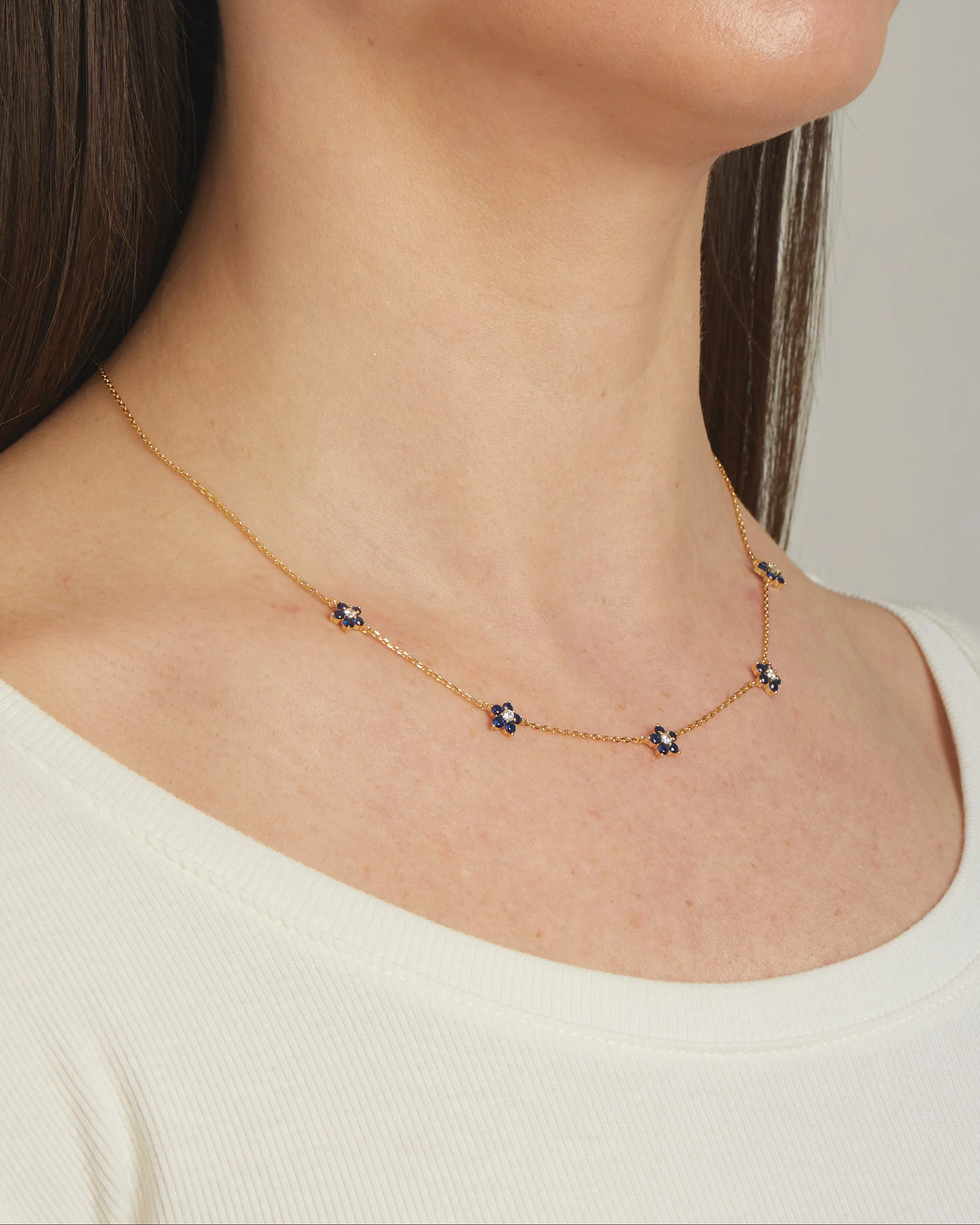 Sapphire Flower Necklace - Image 4