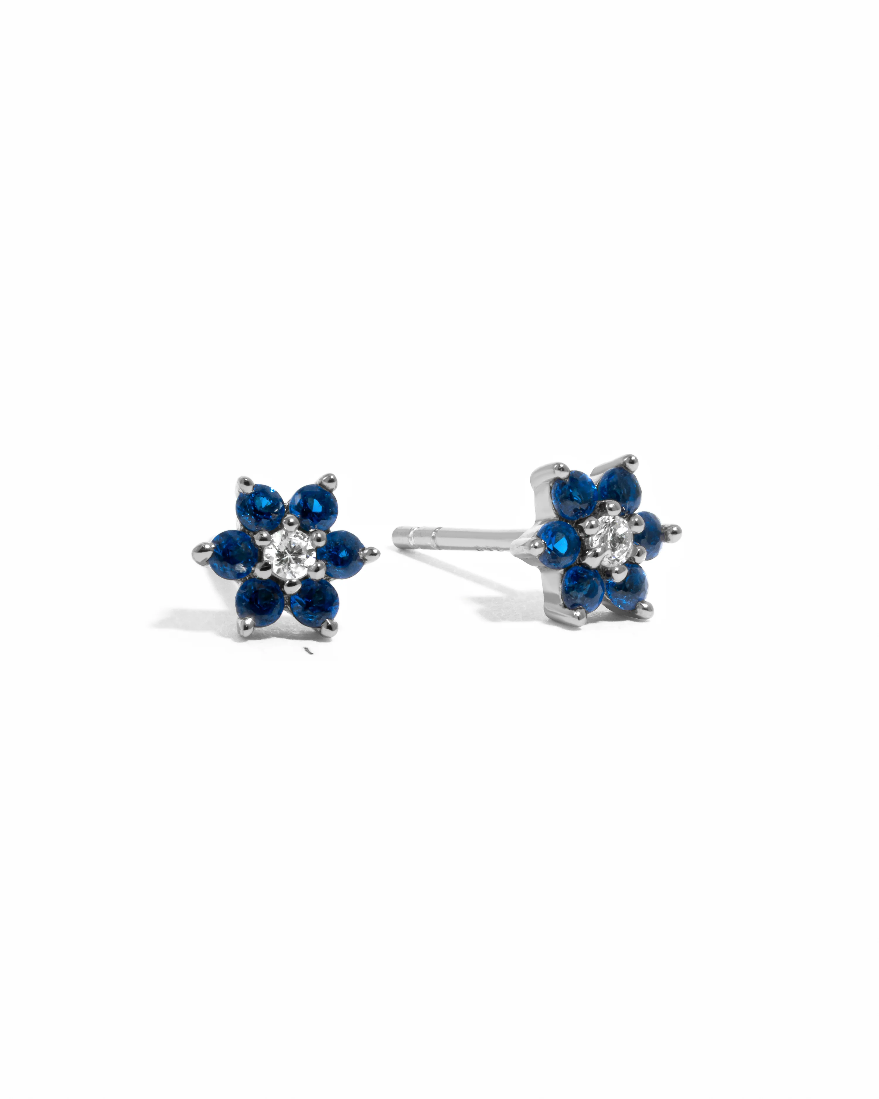 Sapphire Flower Stud W/ CZ Center Stone - Image 8