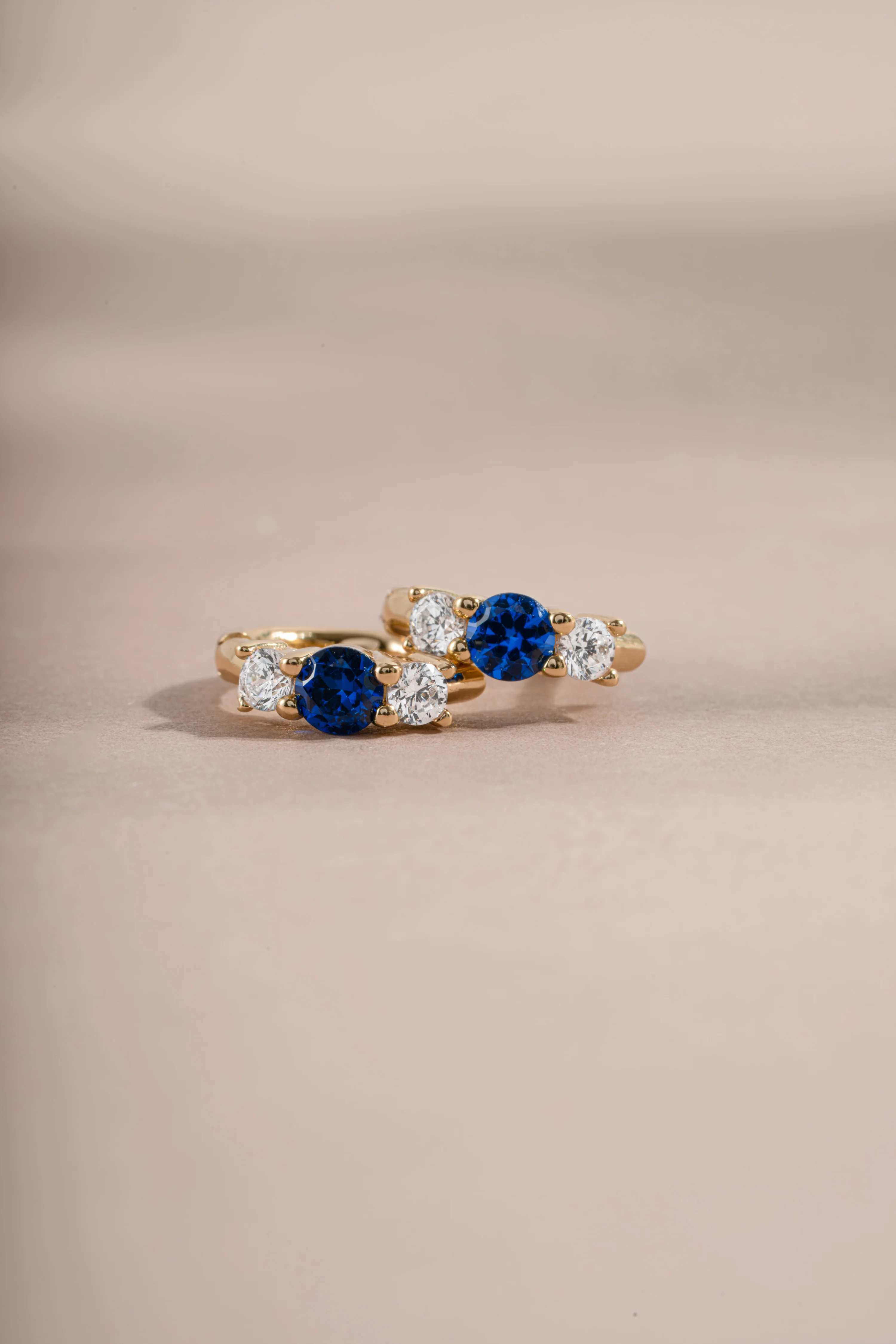Sapphire Three Stone Huggie Hoops - Image 11