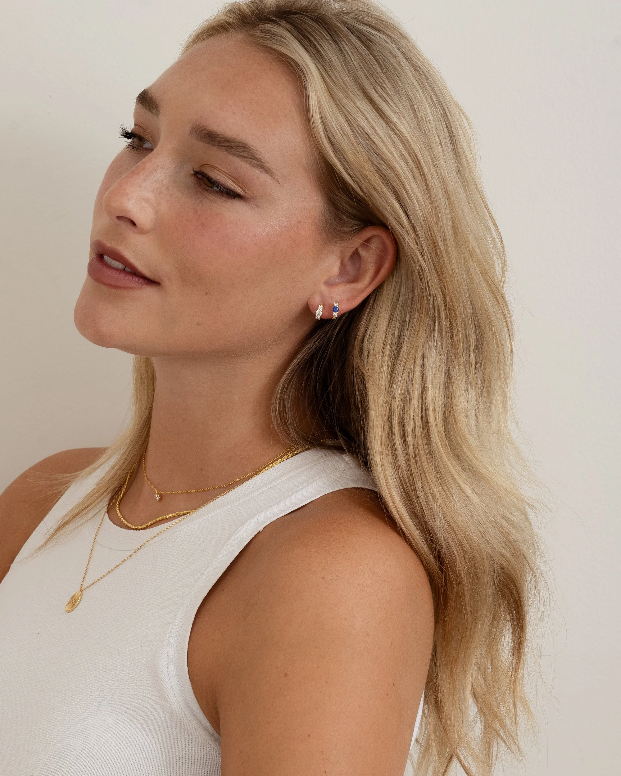 Sapphire Three Stone Huggie Hoops - Image 12