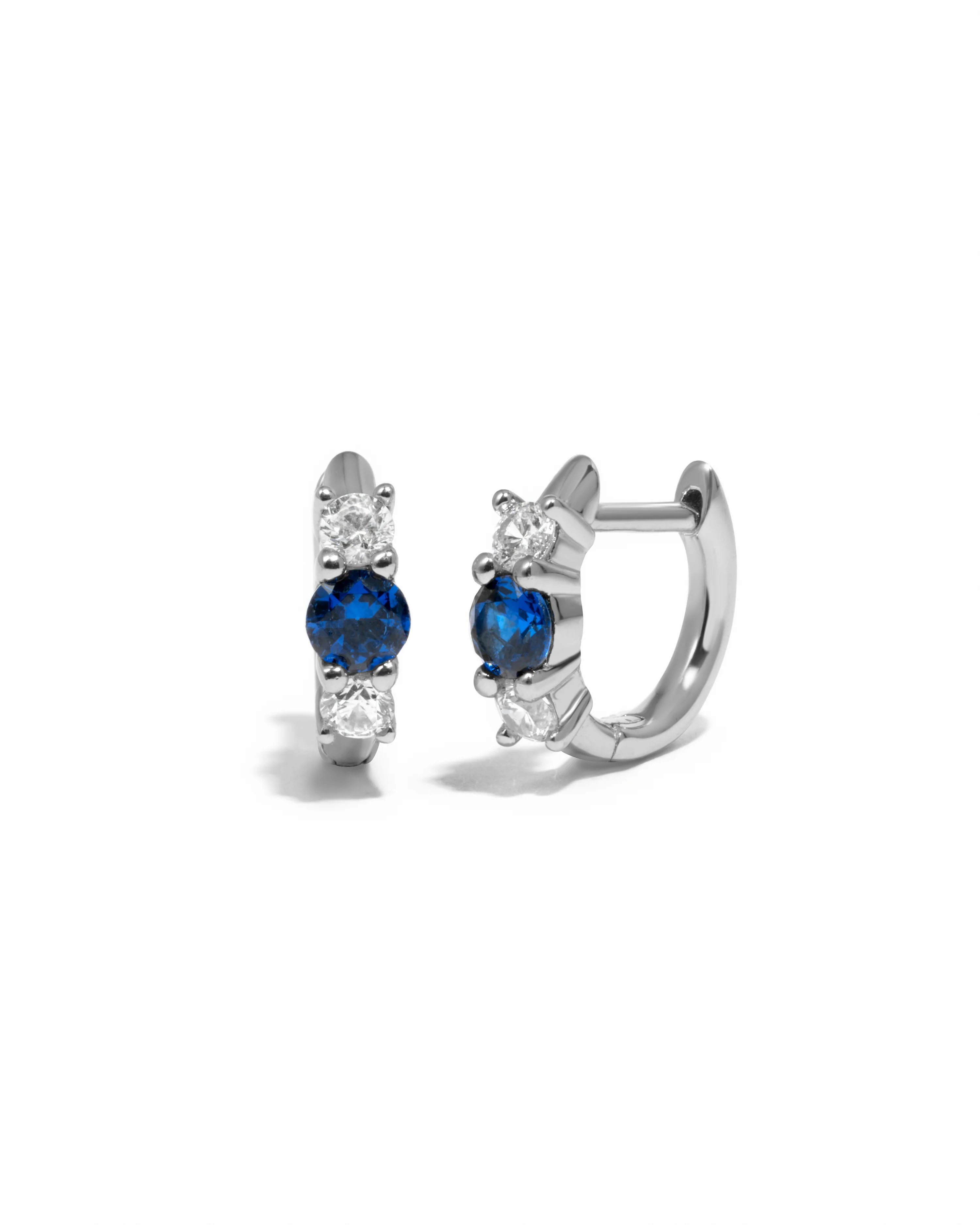 Sapphire Three Stone Huggie Hoops - Image 13