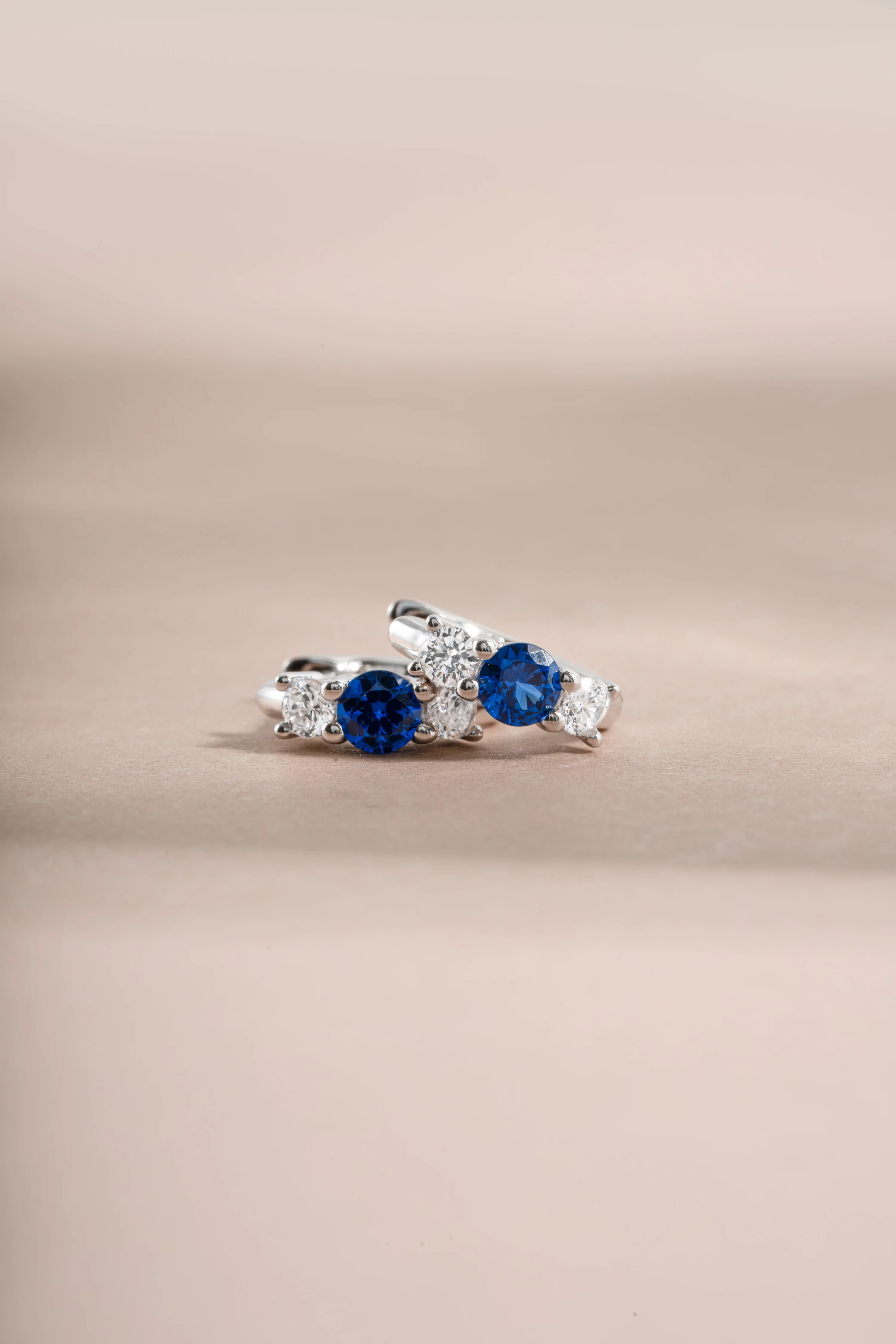 Sapphire Three Stone Huggie Hoops - Image 5