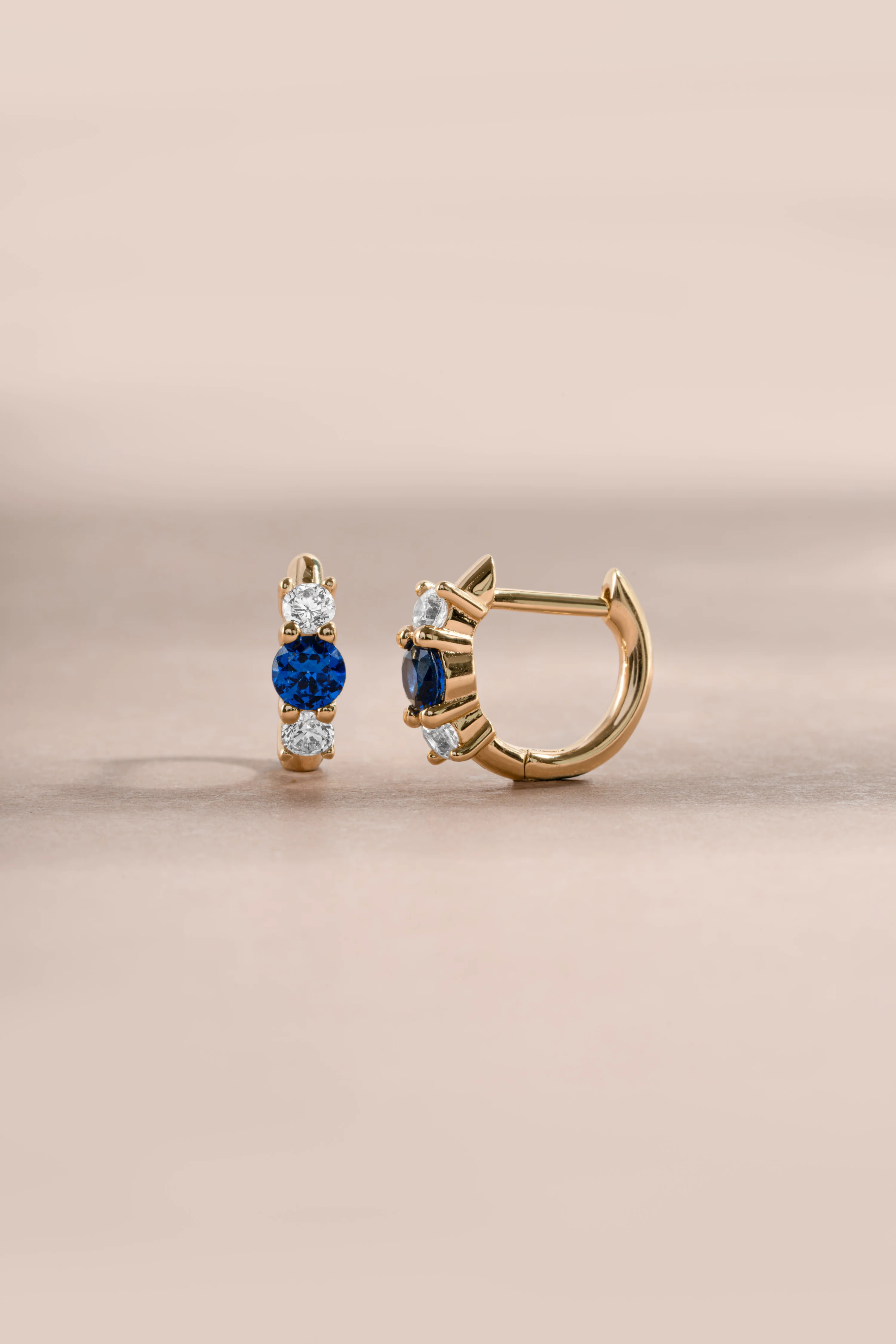 Sapphire Three Stone Huggie Hoops - Image 7