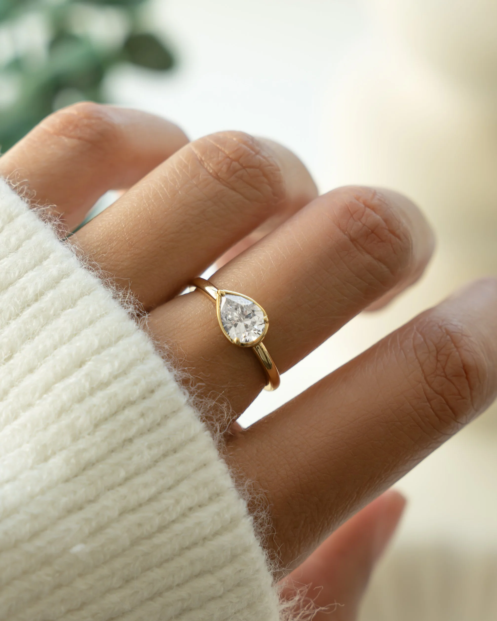Sideways Bezel Pear Ring - Image 2