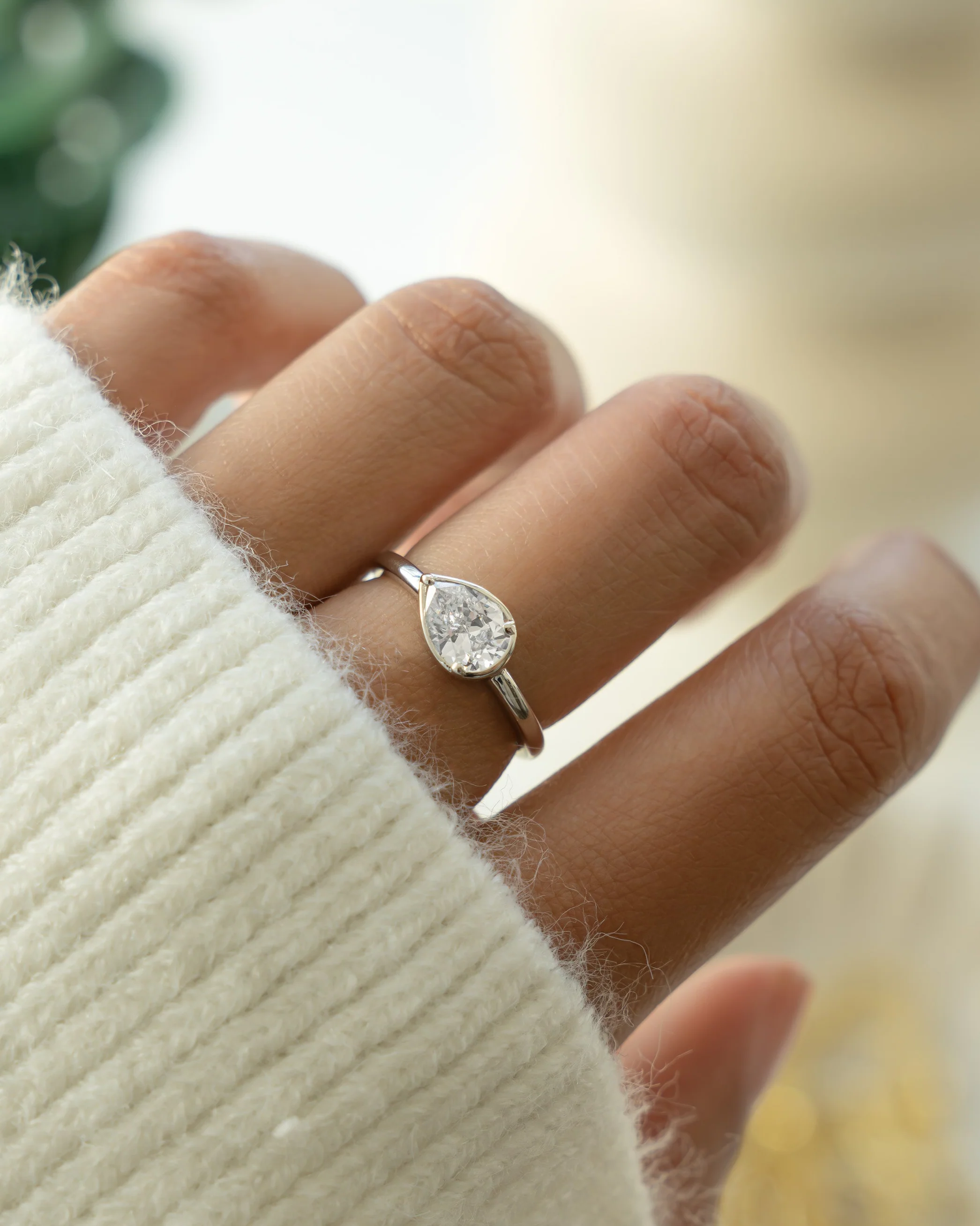 Sideways Bezel Pear Ring - Image 4