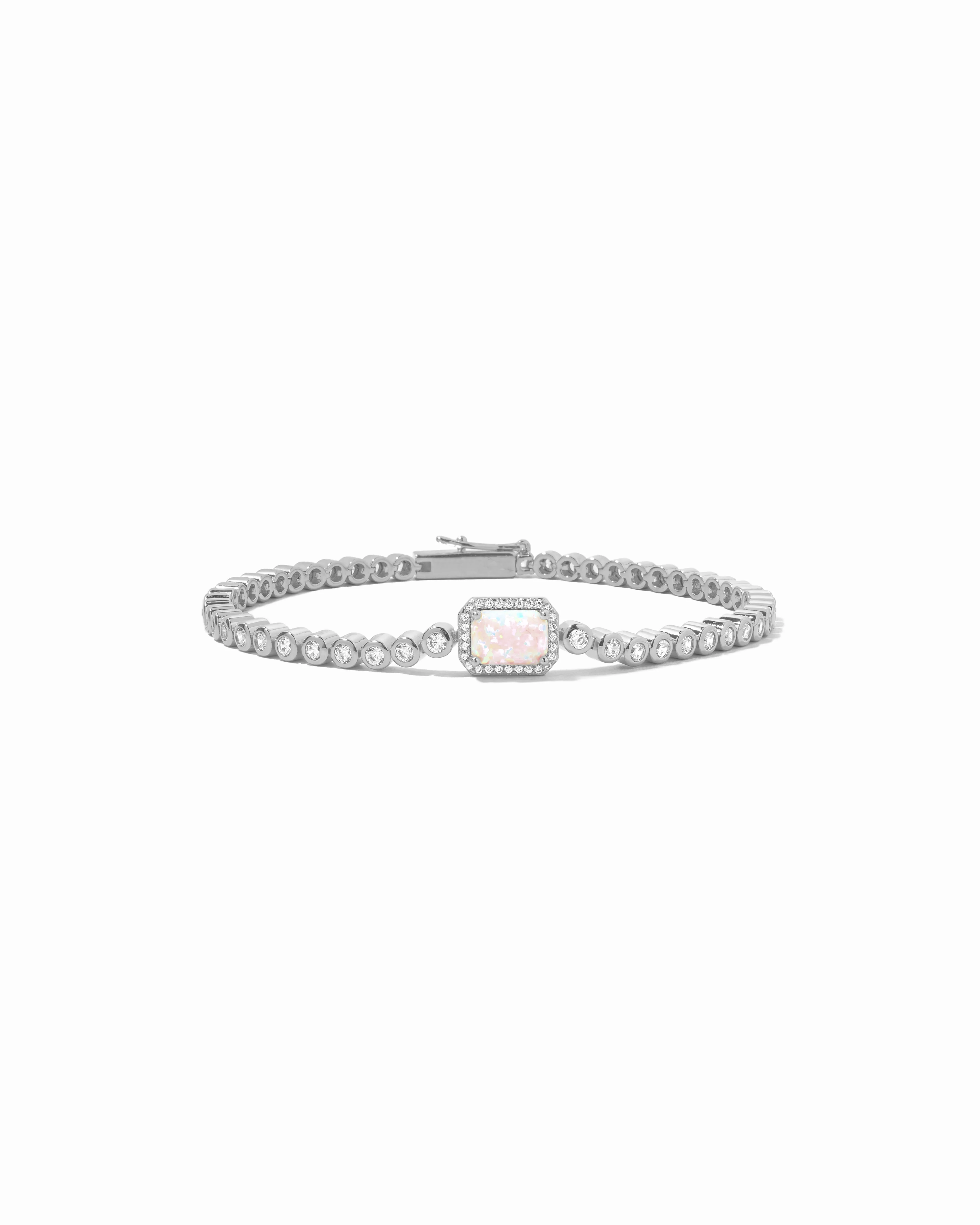 Silver Opal Baguette Tennis Bracelet