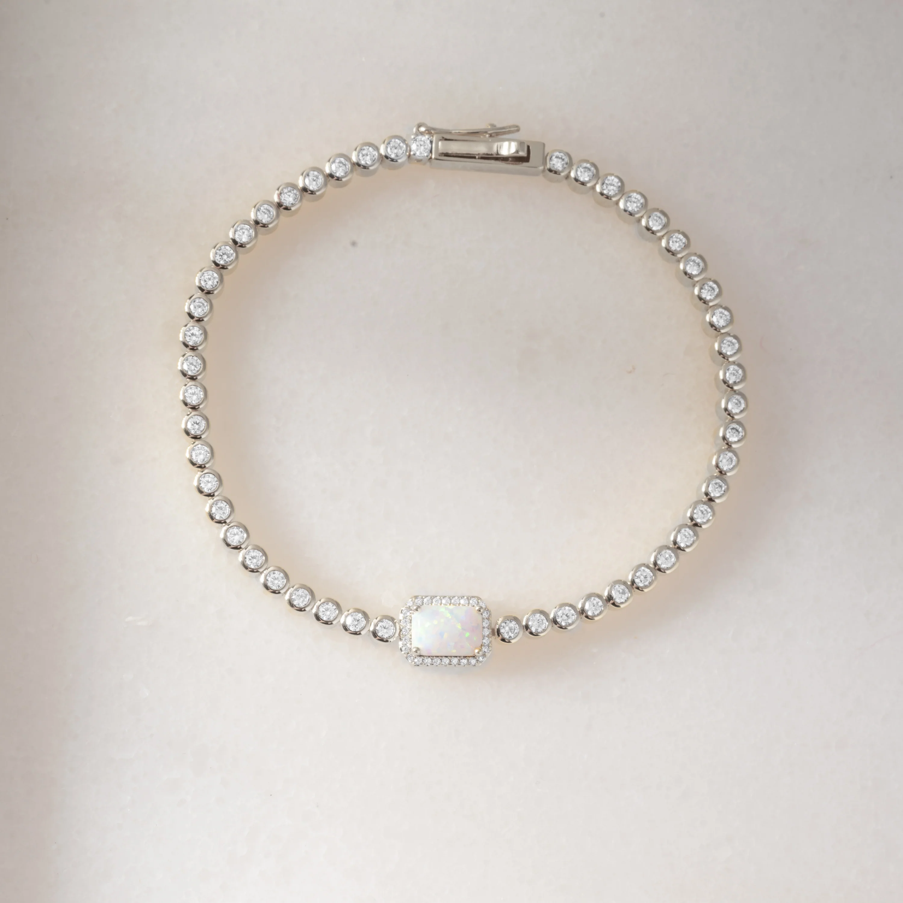 Silver Opal Baguette Tennis Bracelet - Image 3