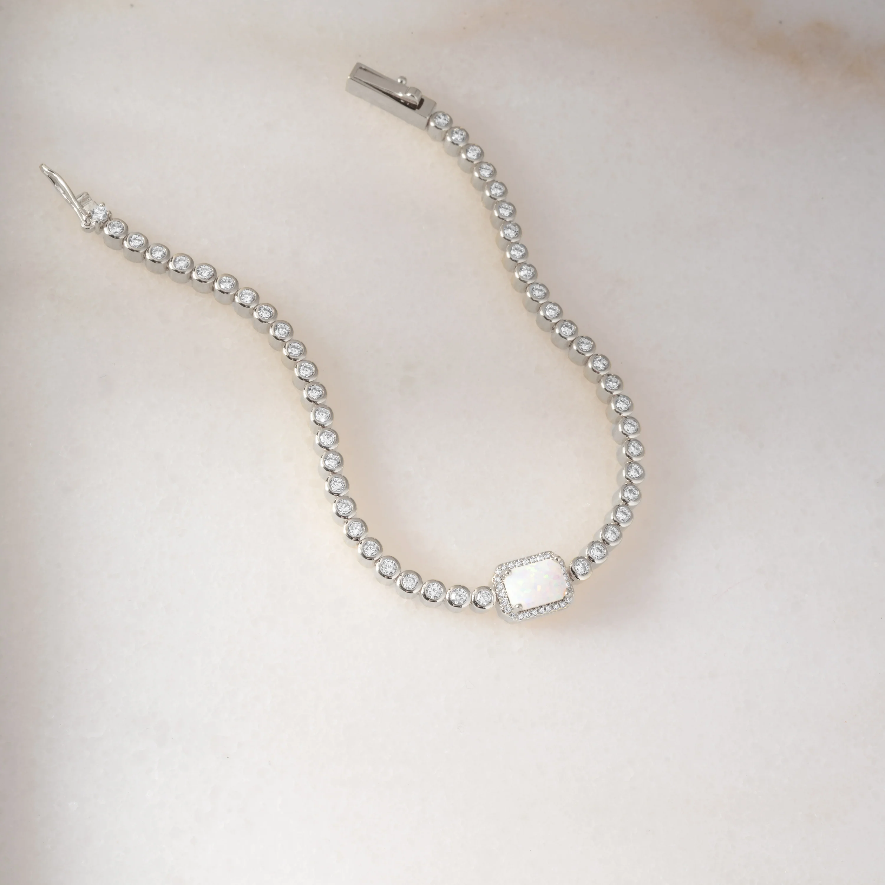 Silver Opal Baguette Tennis Bracelet - Image 4