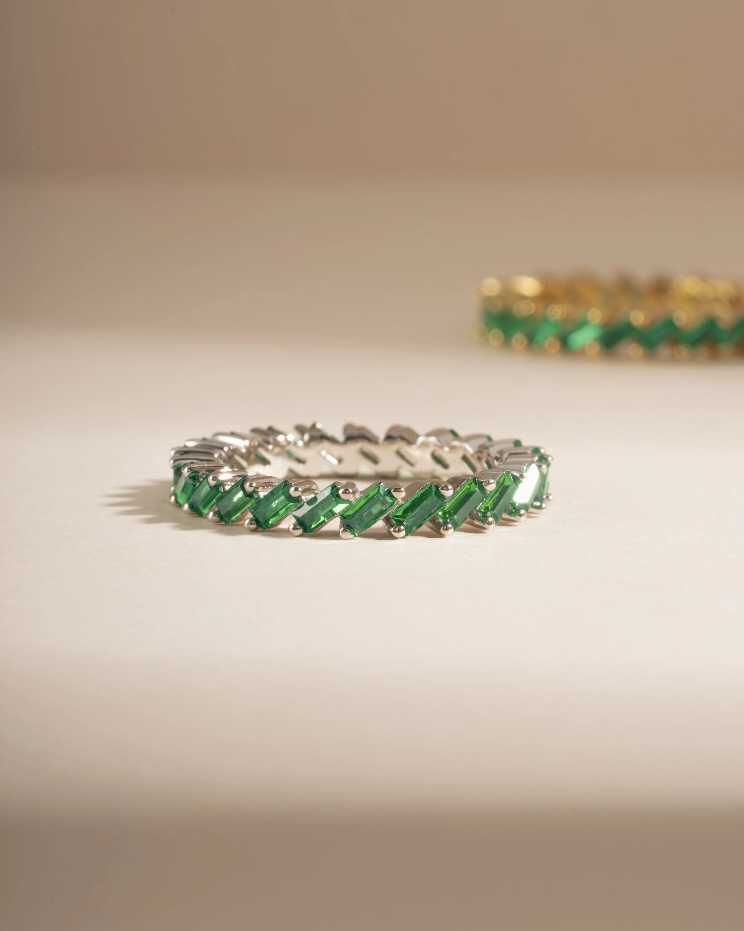 Slanted Emerald Baguette Ring - Image 6