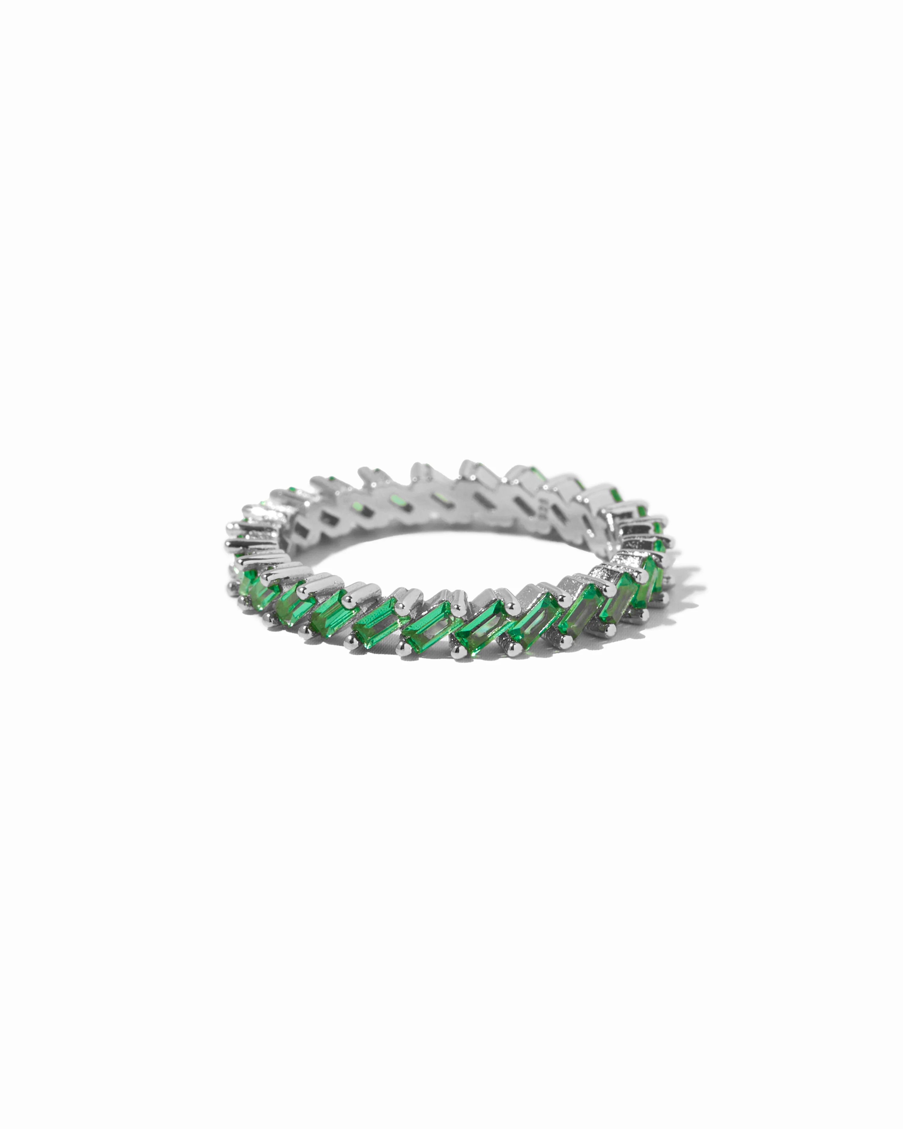 Slanted Emerald Baguette Ring - Image 9