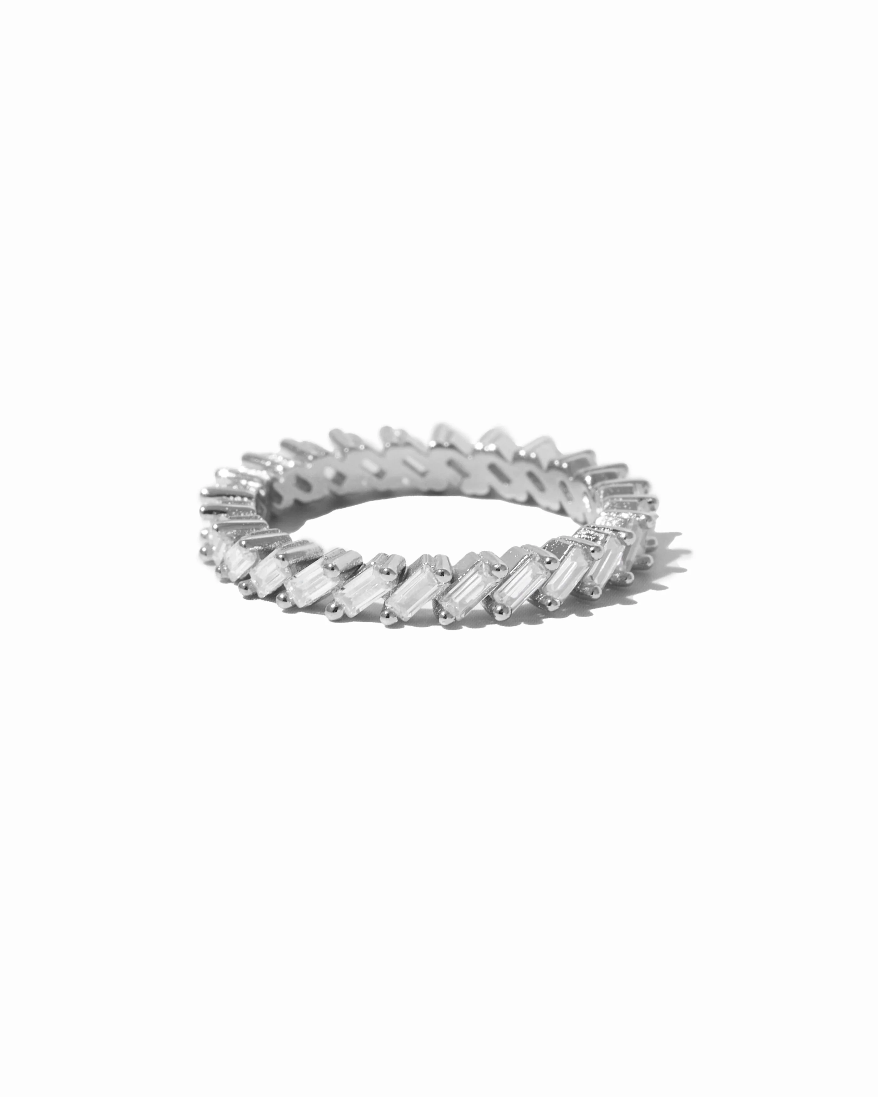 Slanted White CZ Baguette Ring - Image 10