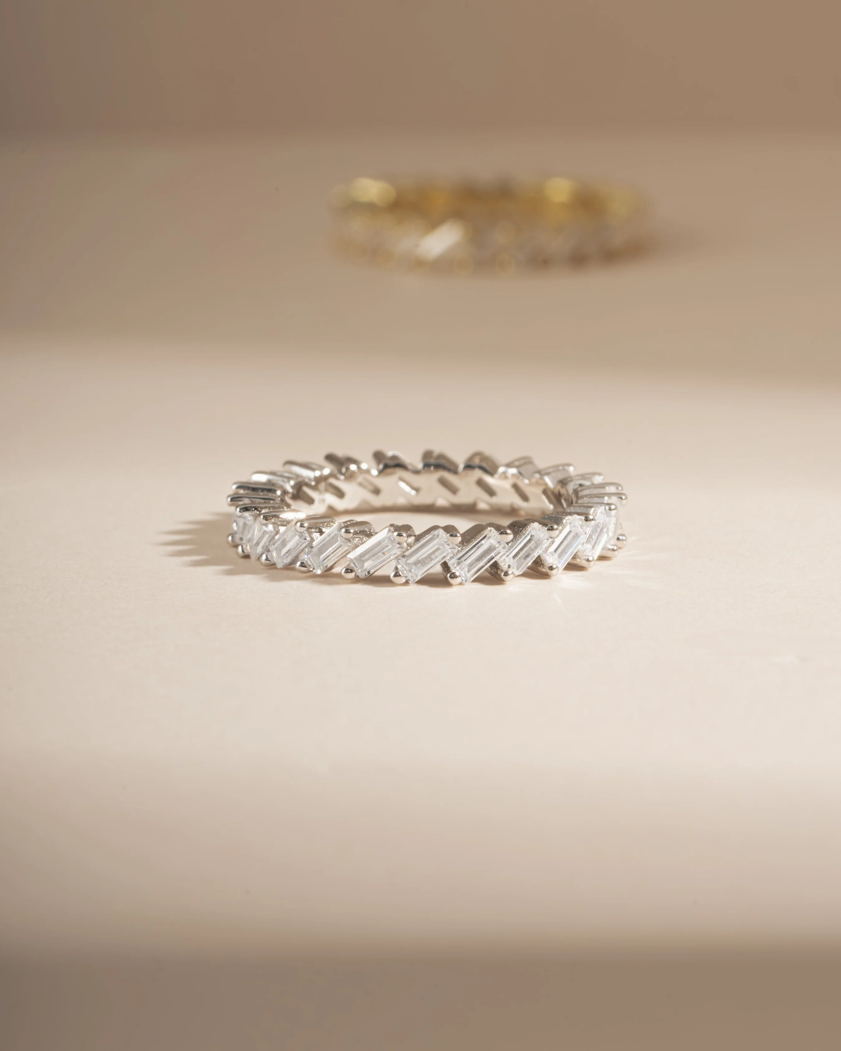 Slanted White CZ Baguette Ring - Image 6