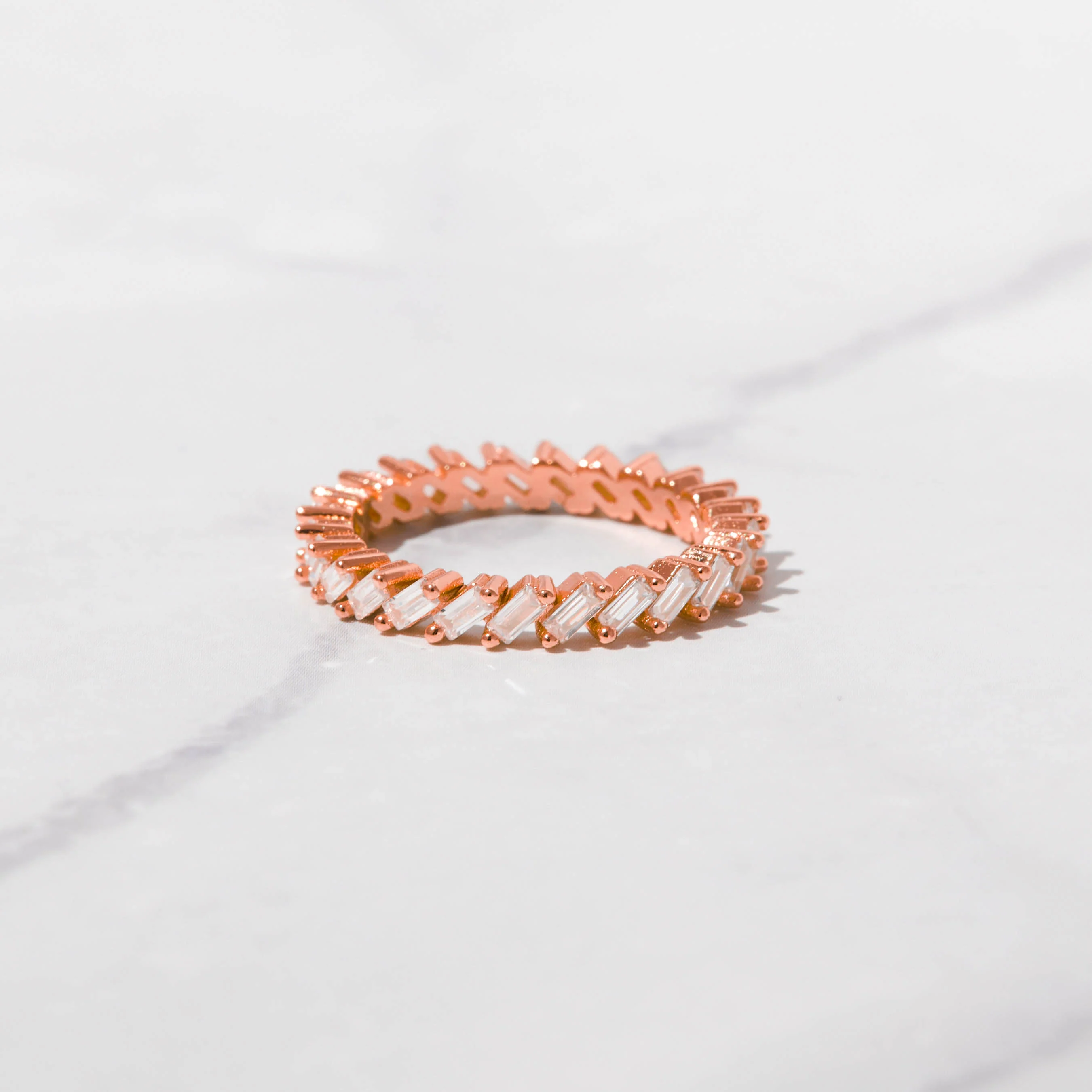 Slanted White CZ Baguette Ring - Image 9