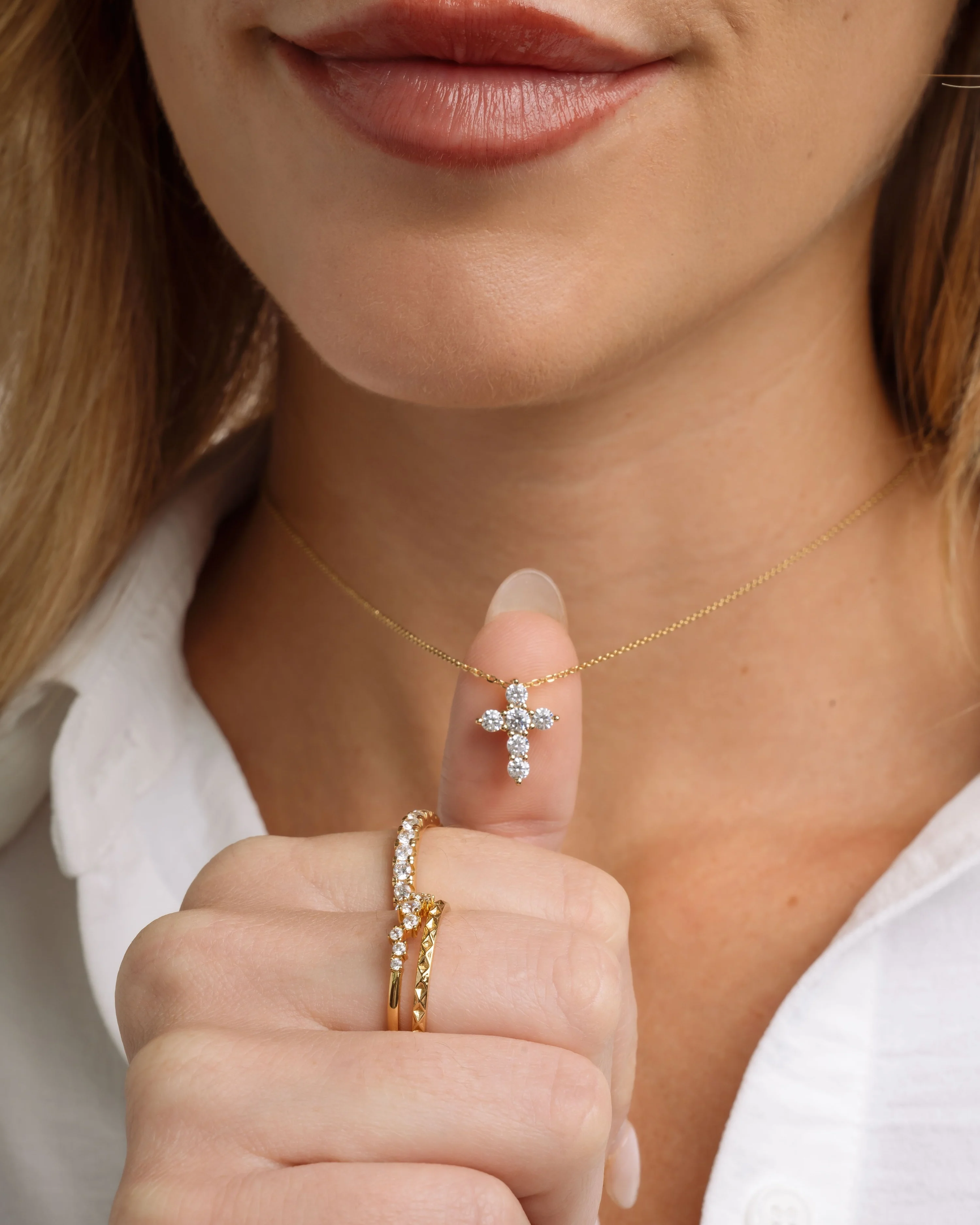 Small Studded Cross Necklace - Image 6