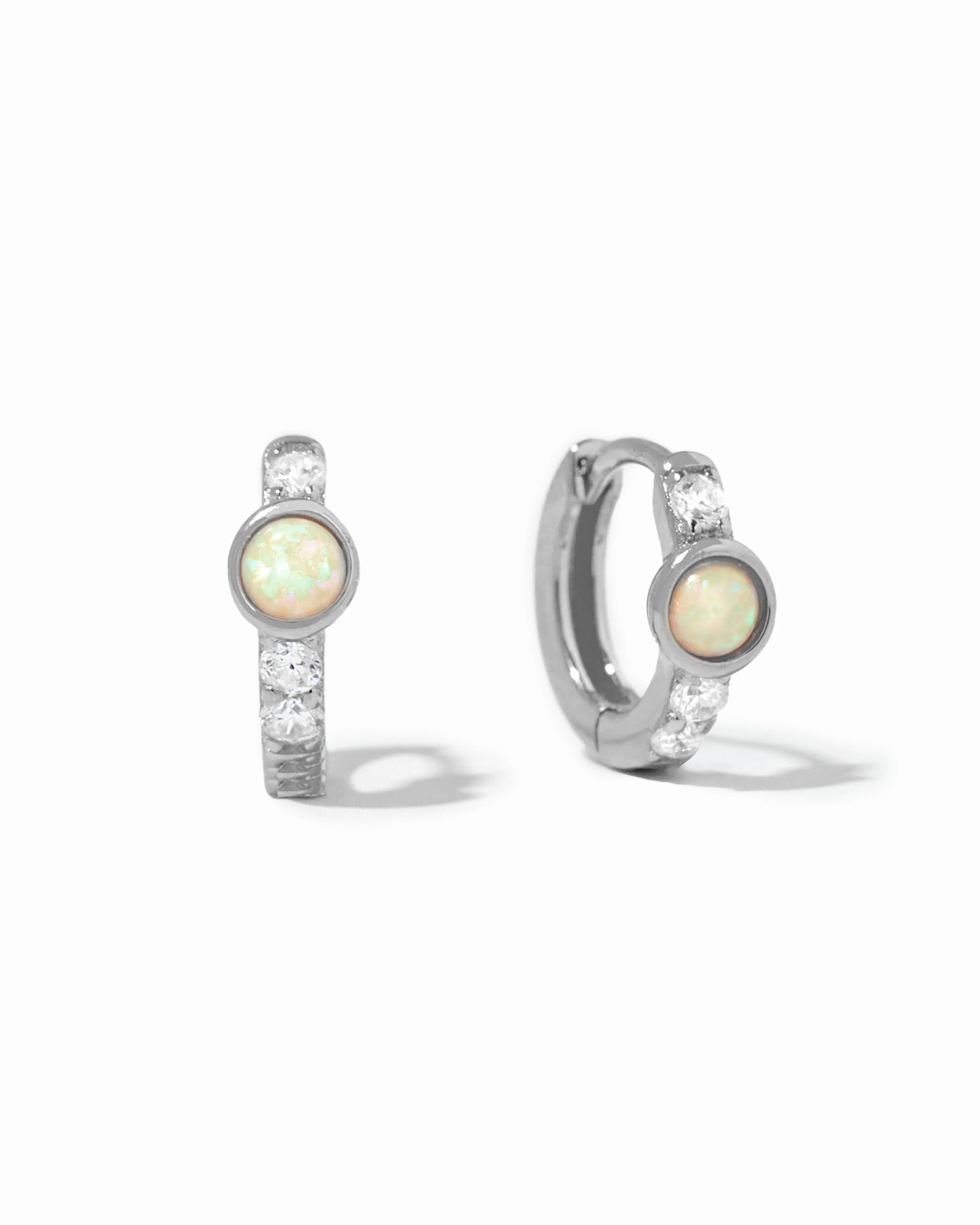 Solitaire CZ Opal Huggies - Image 10