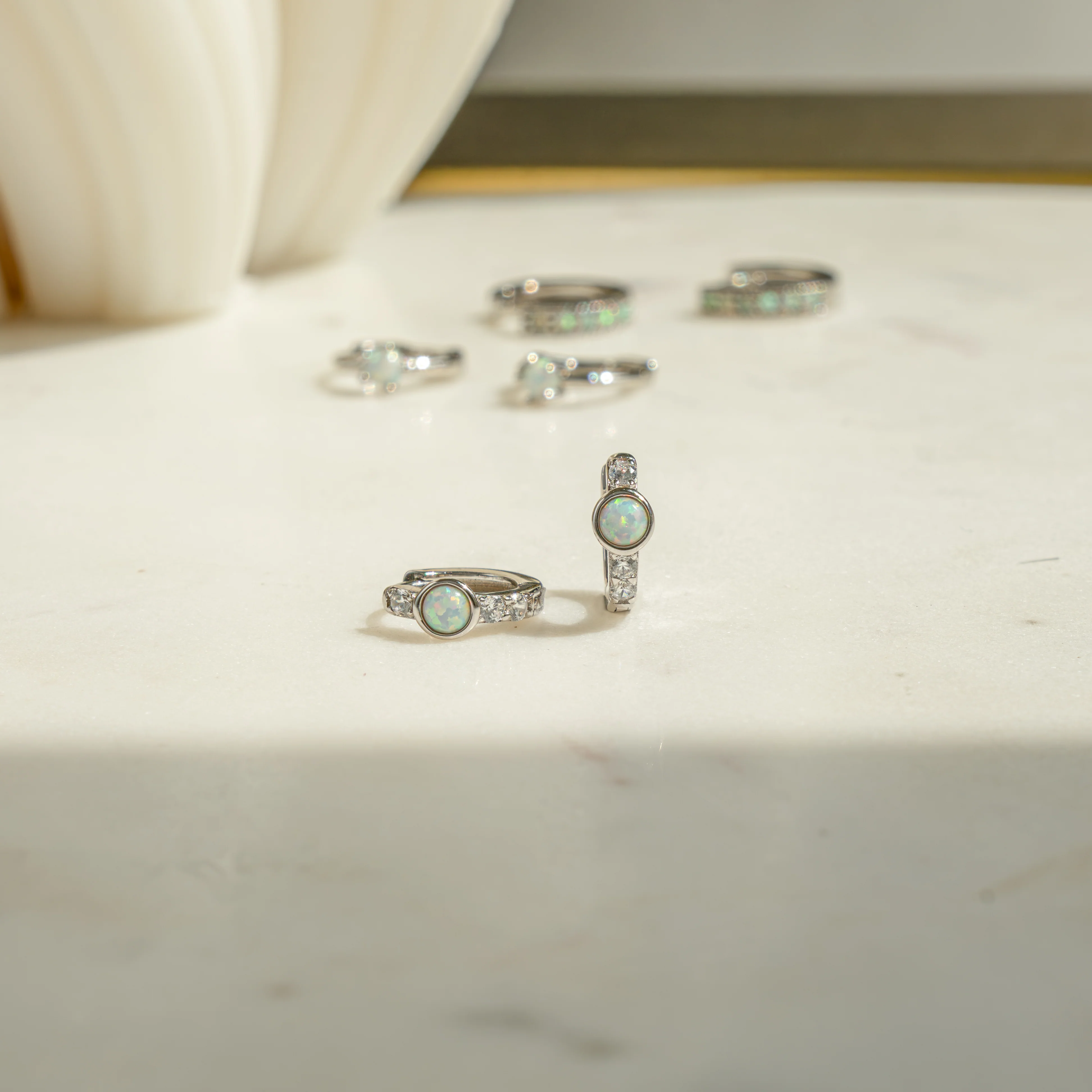 Solitaire CZ Opal Huggies - Image 3