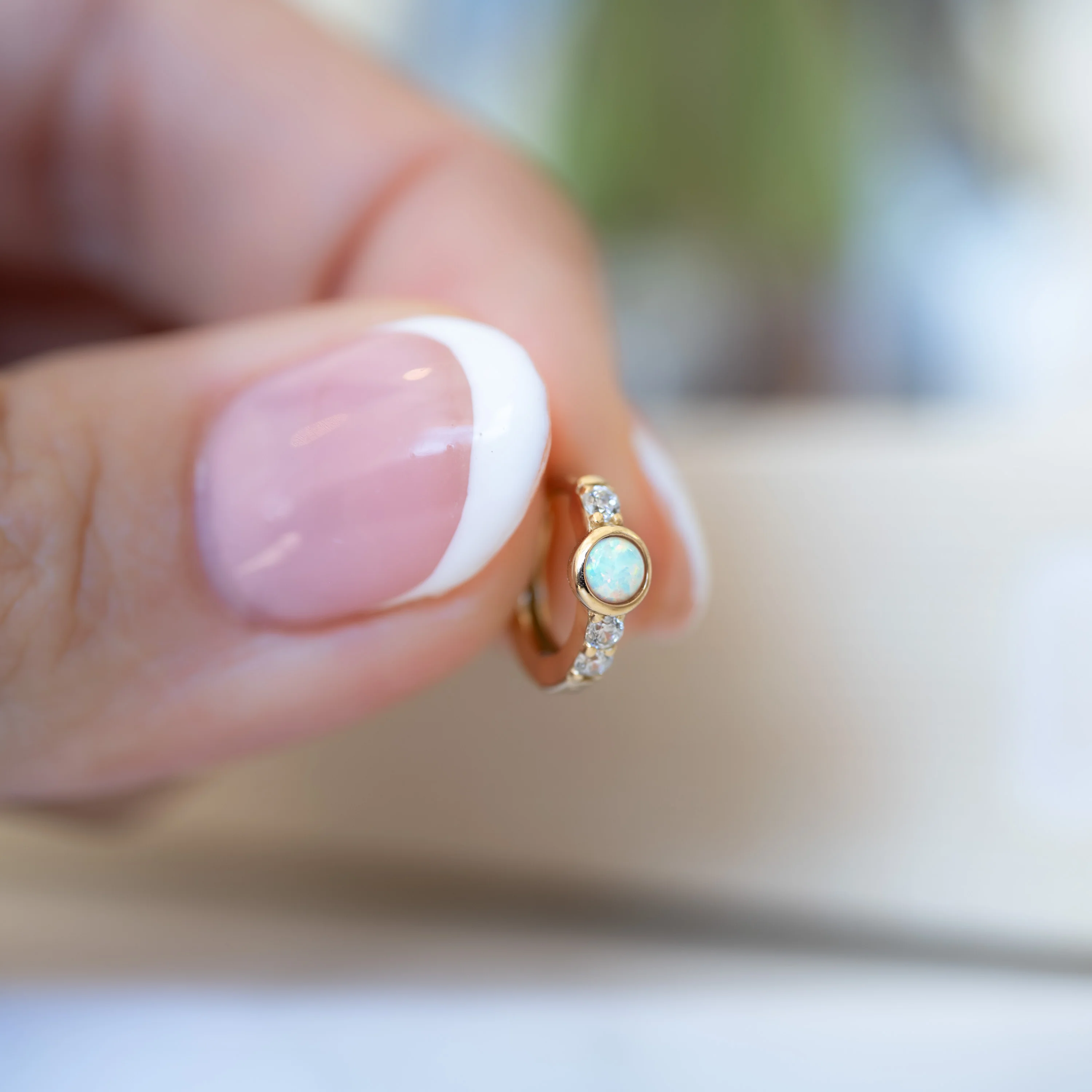 Solitaire CZ Opal Huggies - Image 6