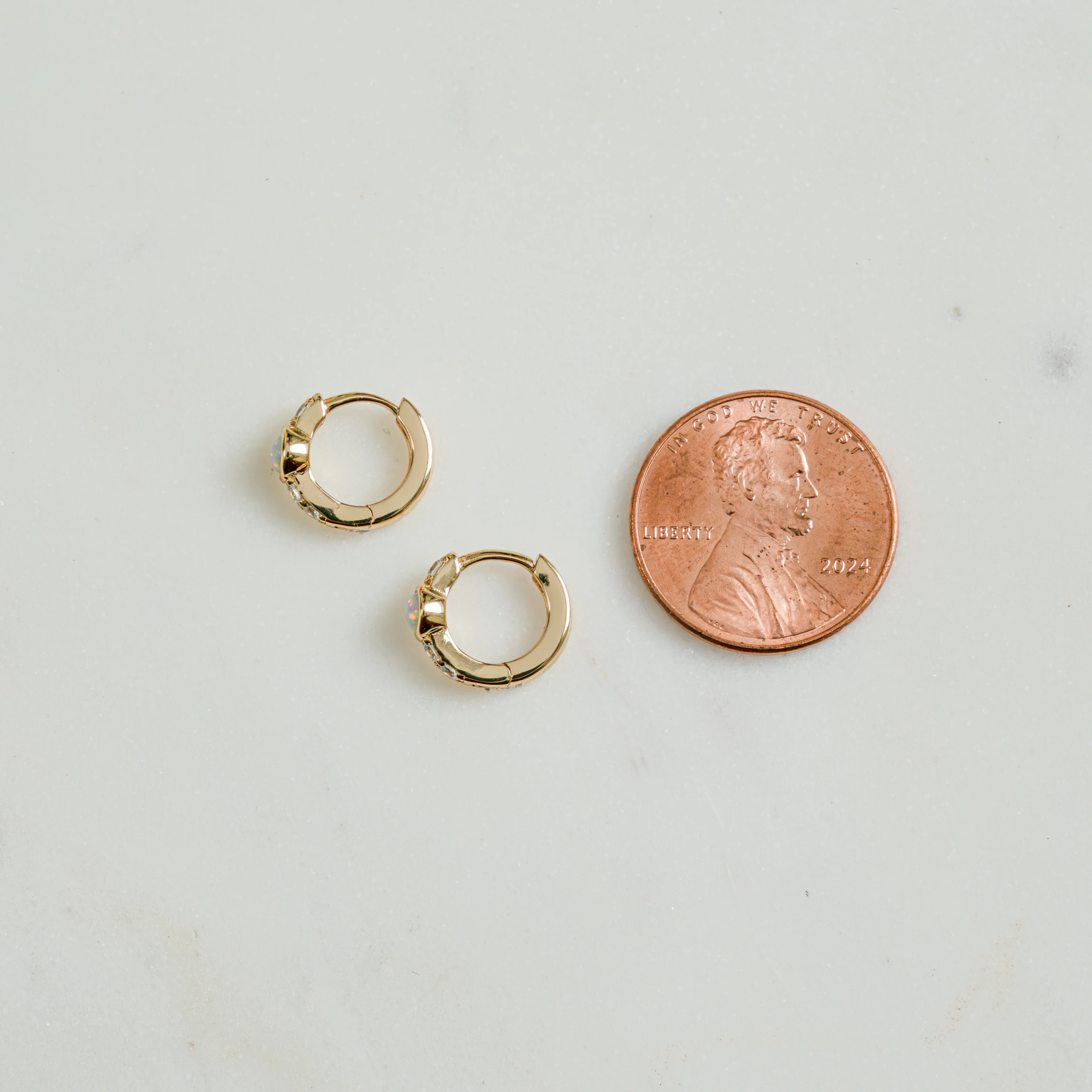 Solitaire CZ Opal Huggies - Image 7