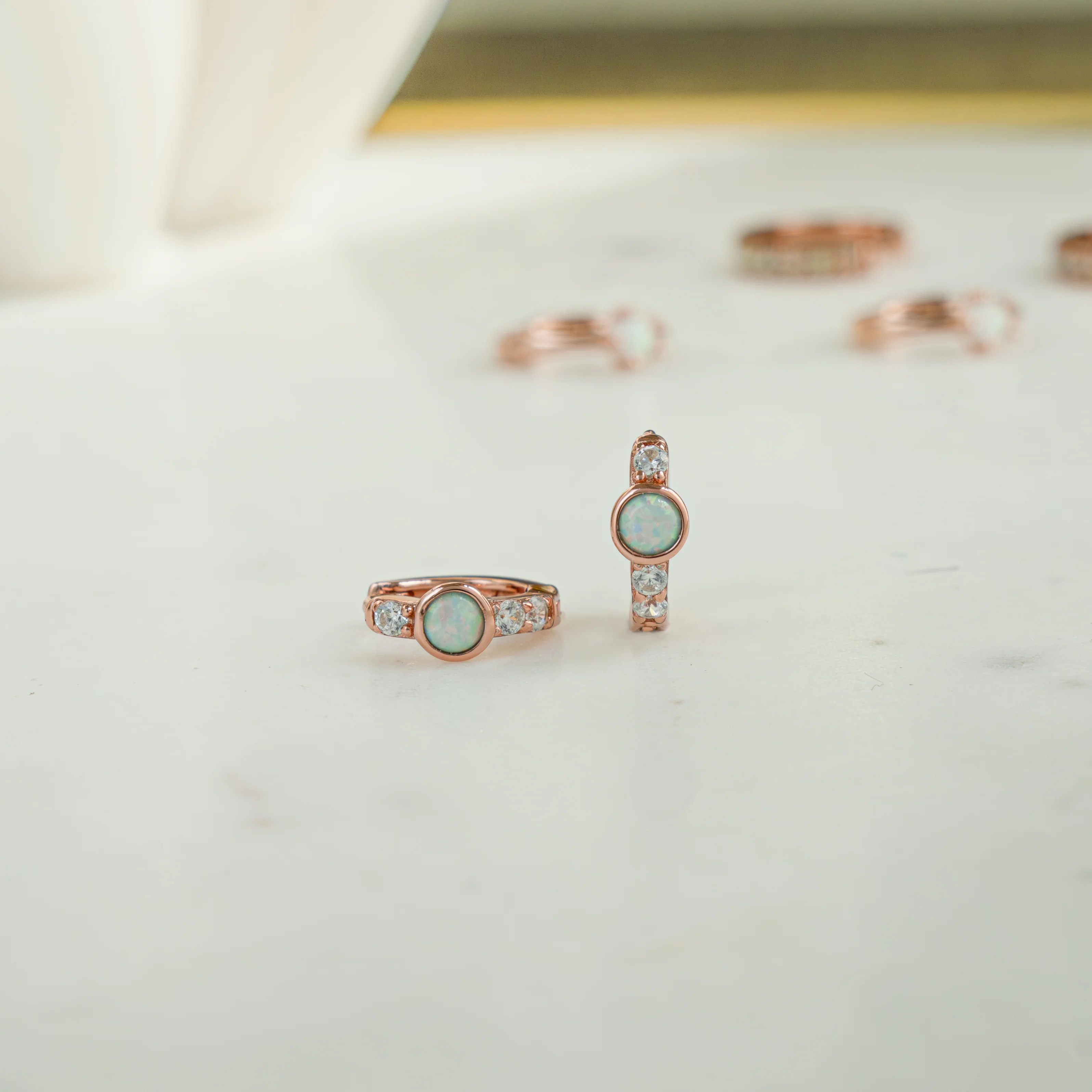 Solitaire CZ Opal Huggies - Image 9