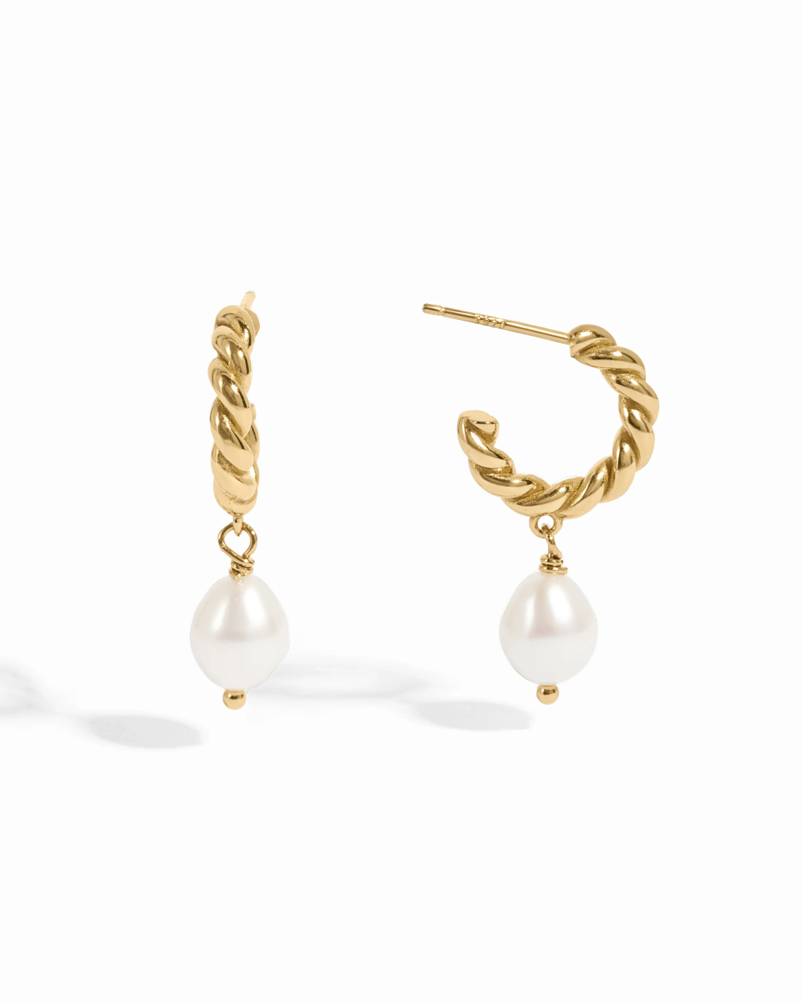 Spiral Pearl Drop Earrings