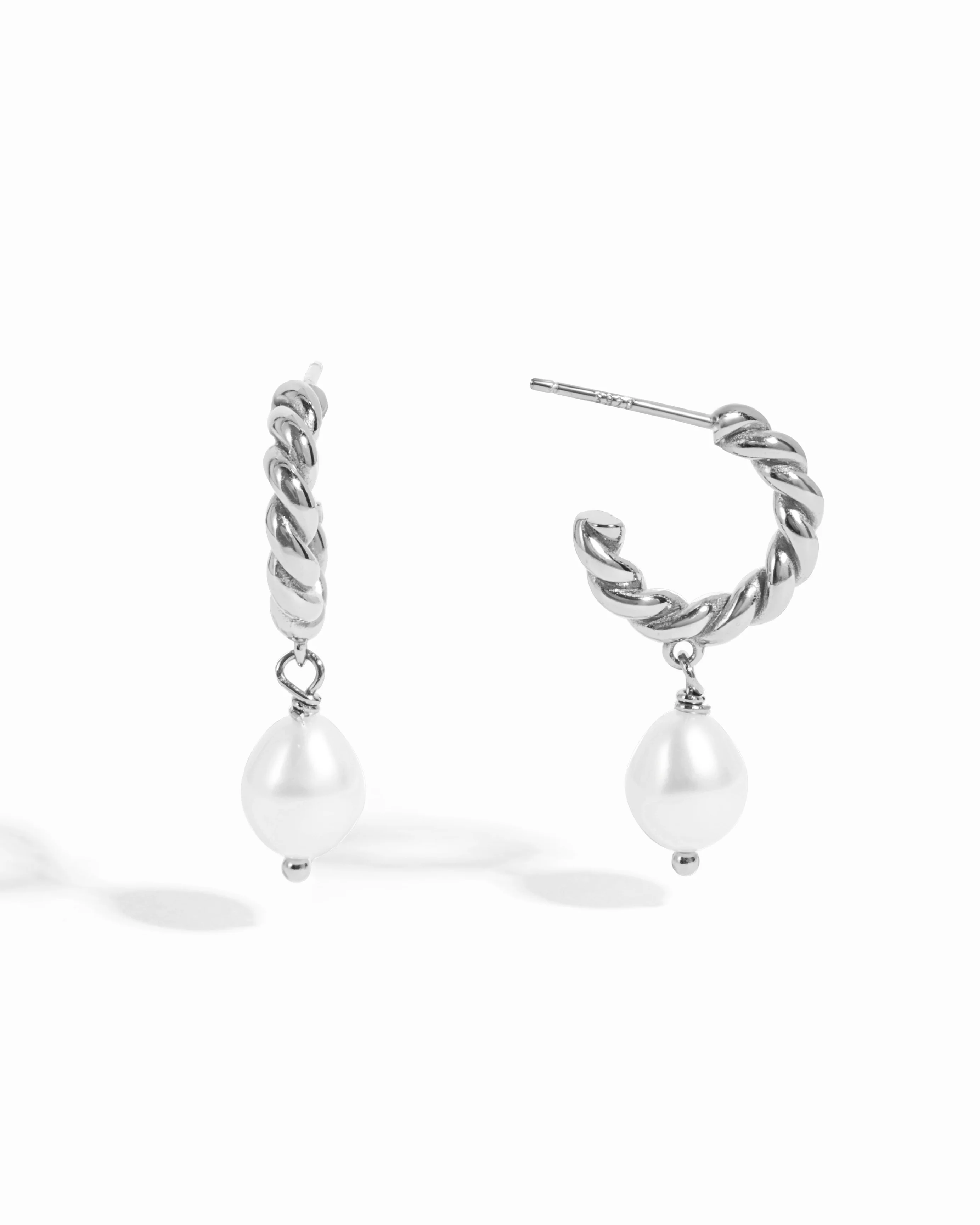 Spiral Pearl Drop Earrings - Image 11