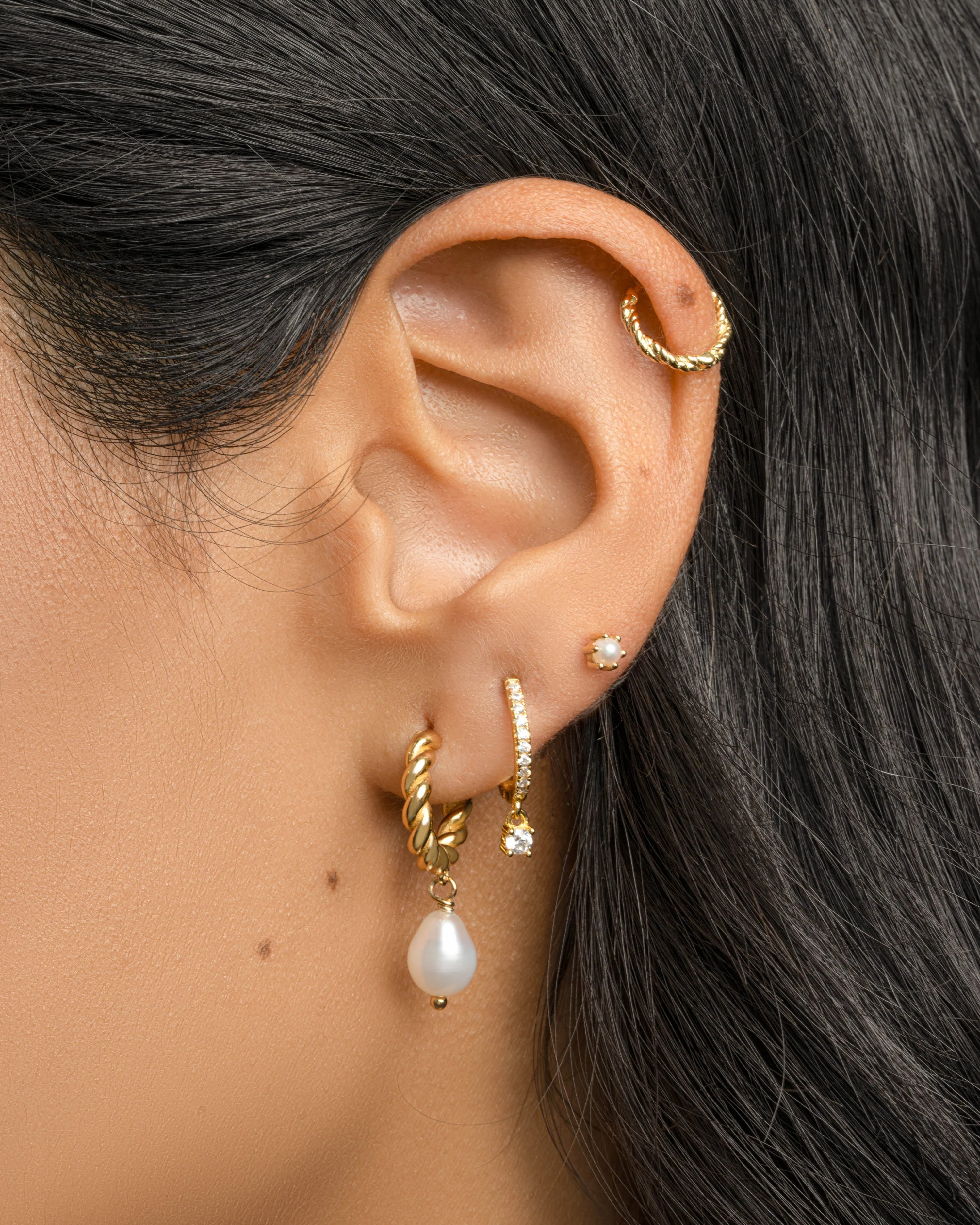 Spiral Pearl Drop Earrings - Image 2