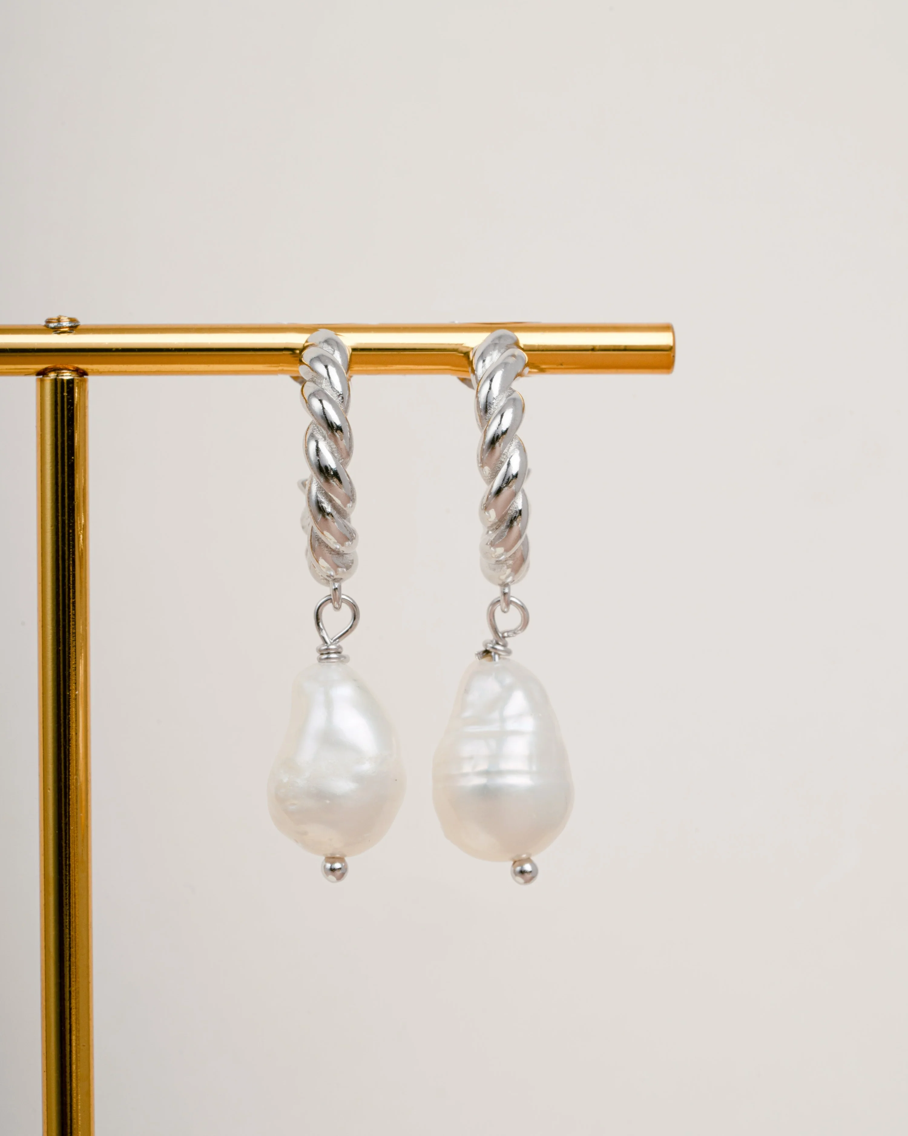 Spiral Pearl Drop Earrings - Image 3