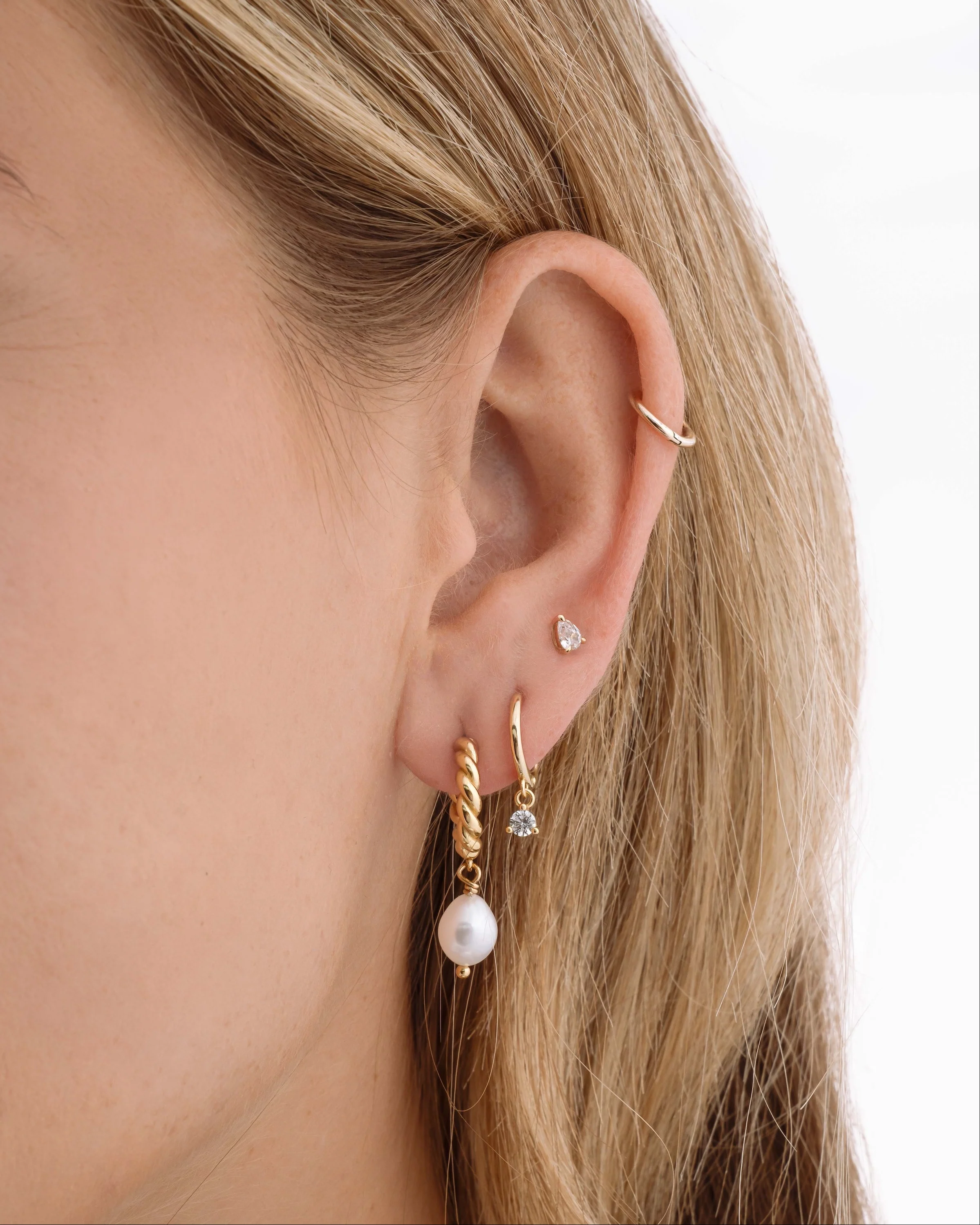 Spiral Pearl Drop Earrings - Image 6