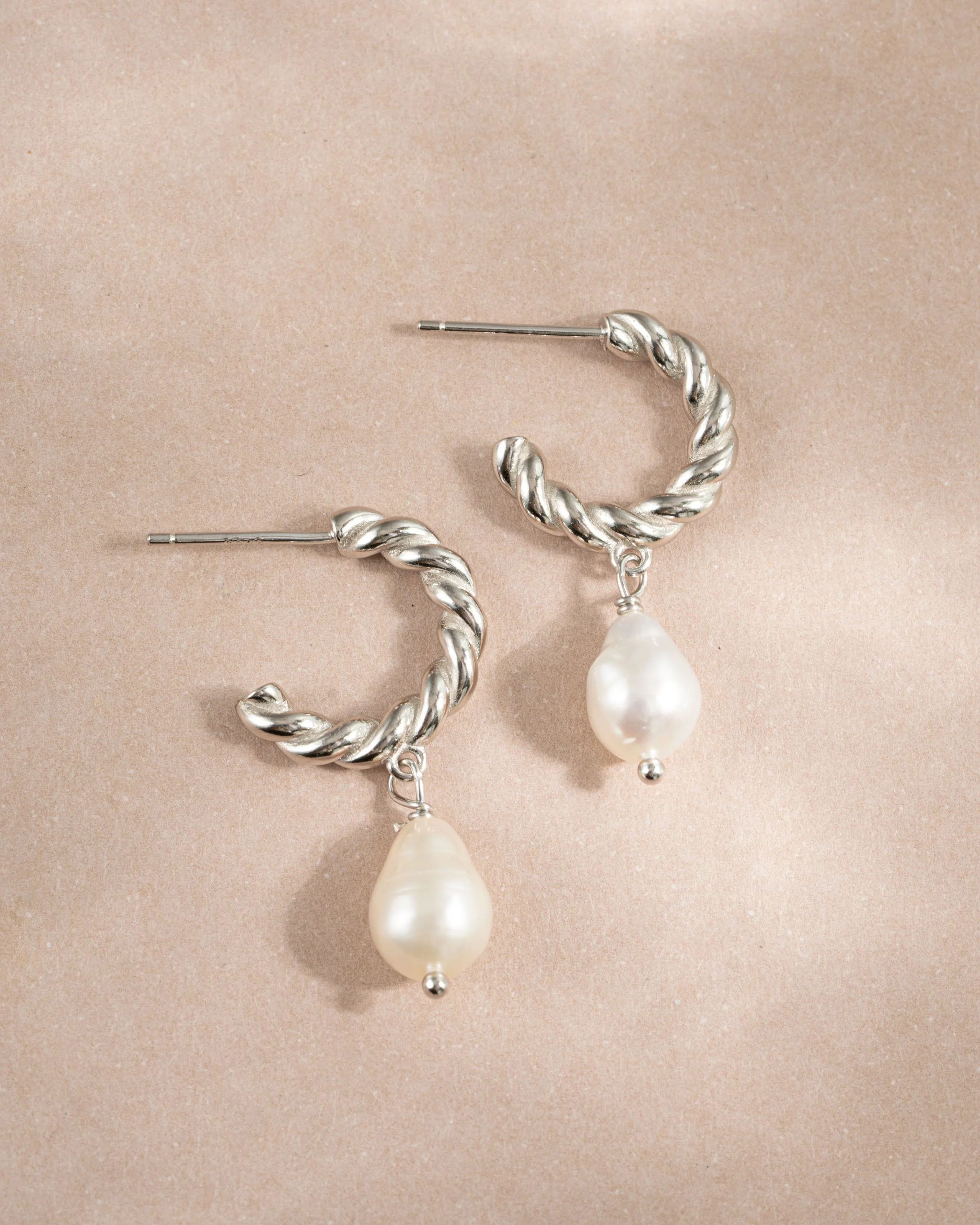 Spiral Pearl Drop Earrings - Image 9