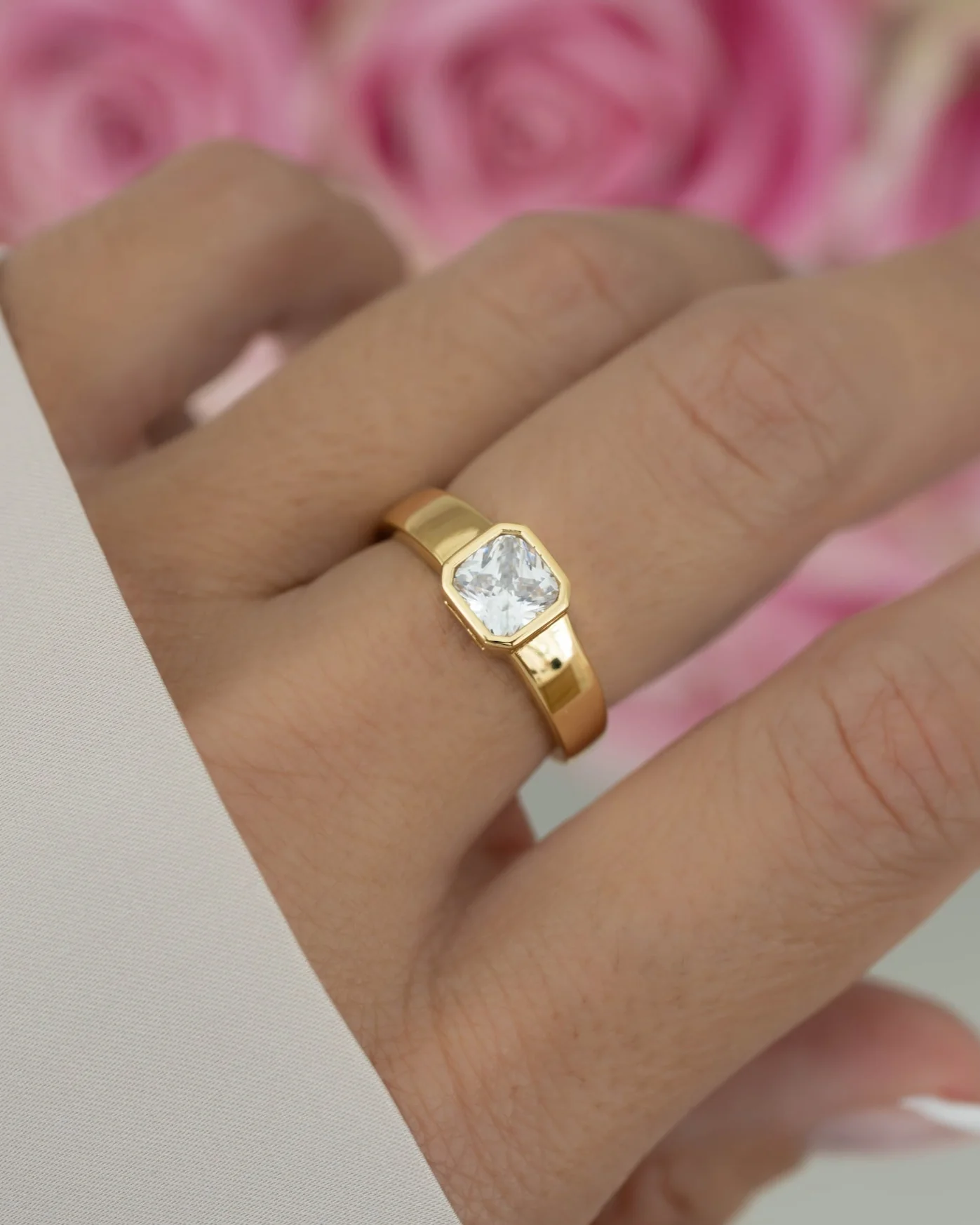 Square Bezel Dome Ring - Image 2