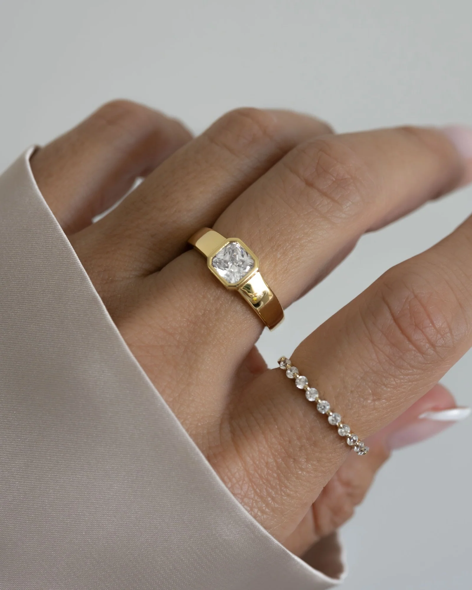 Square Bezel Dome Ring - Image 5