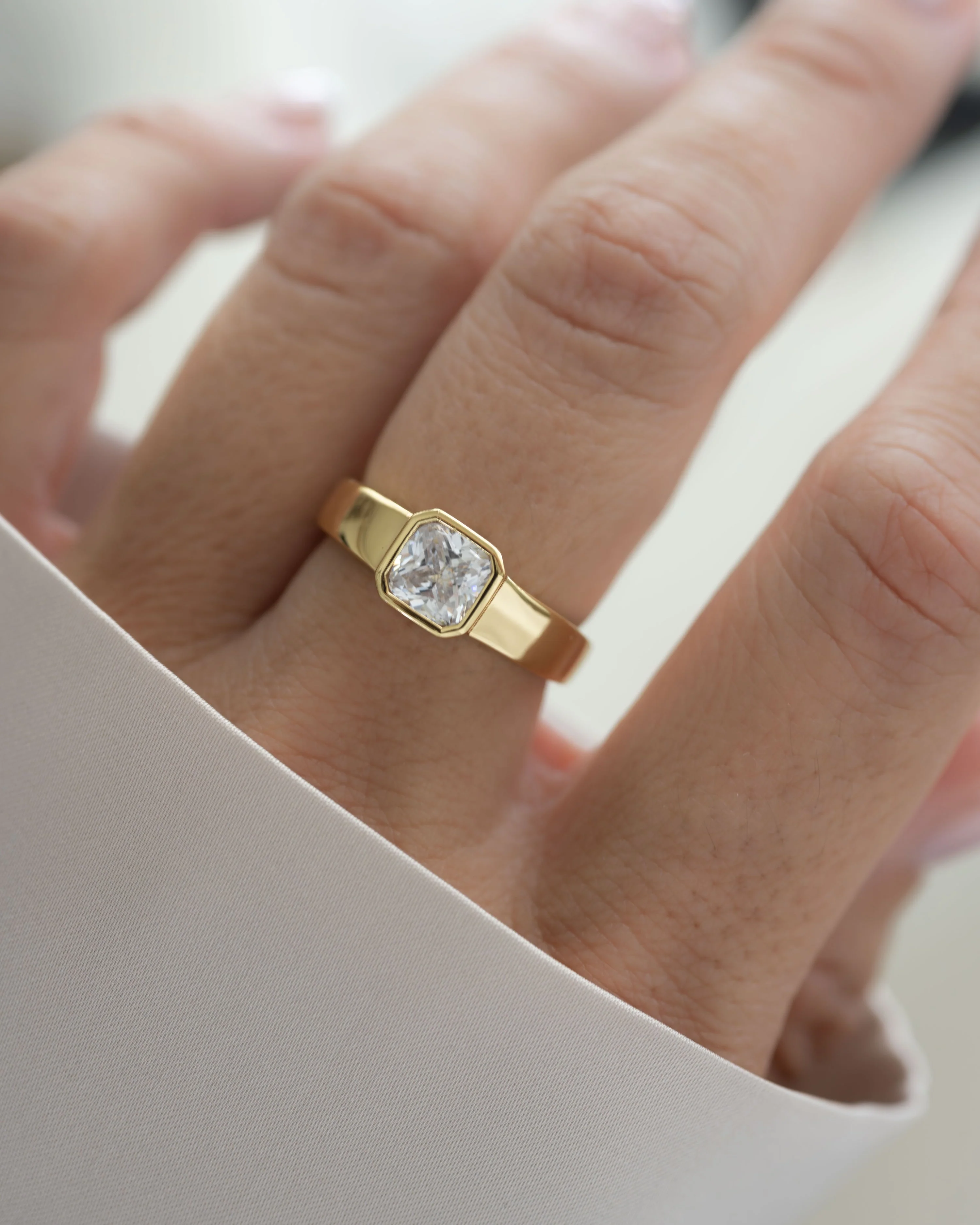 Square Bezel Dome Ring - Image 7