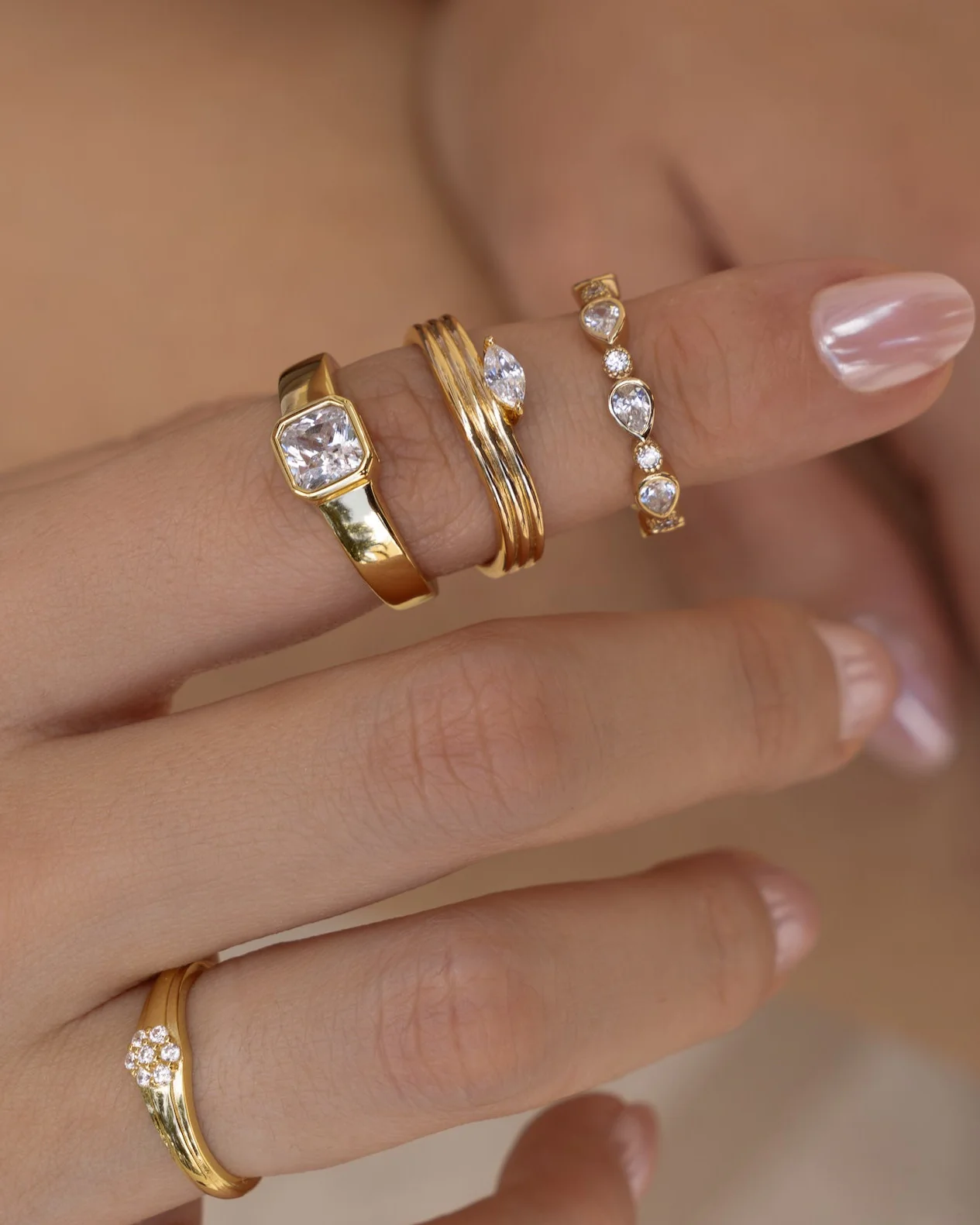 Square Bezel Dome Ring - Image 9
