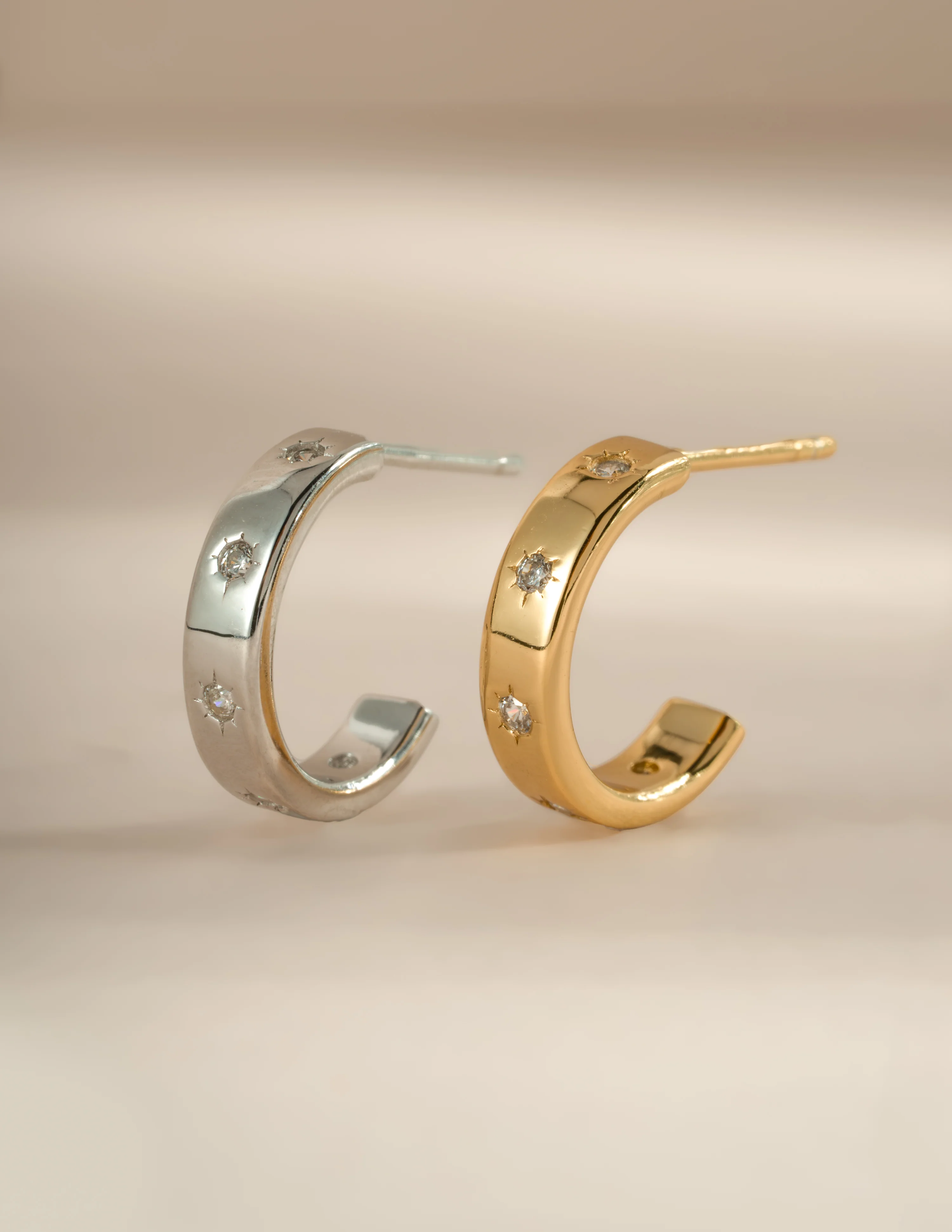 Star Studded Hoop Earrings - Image 3