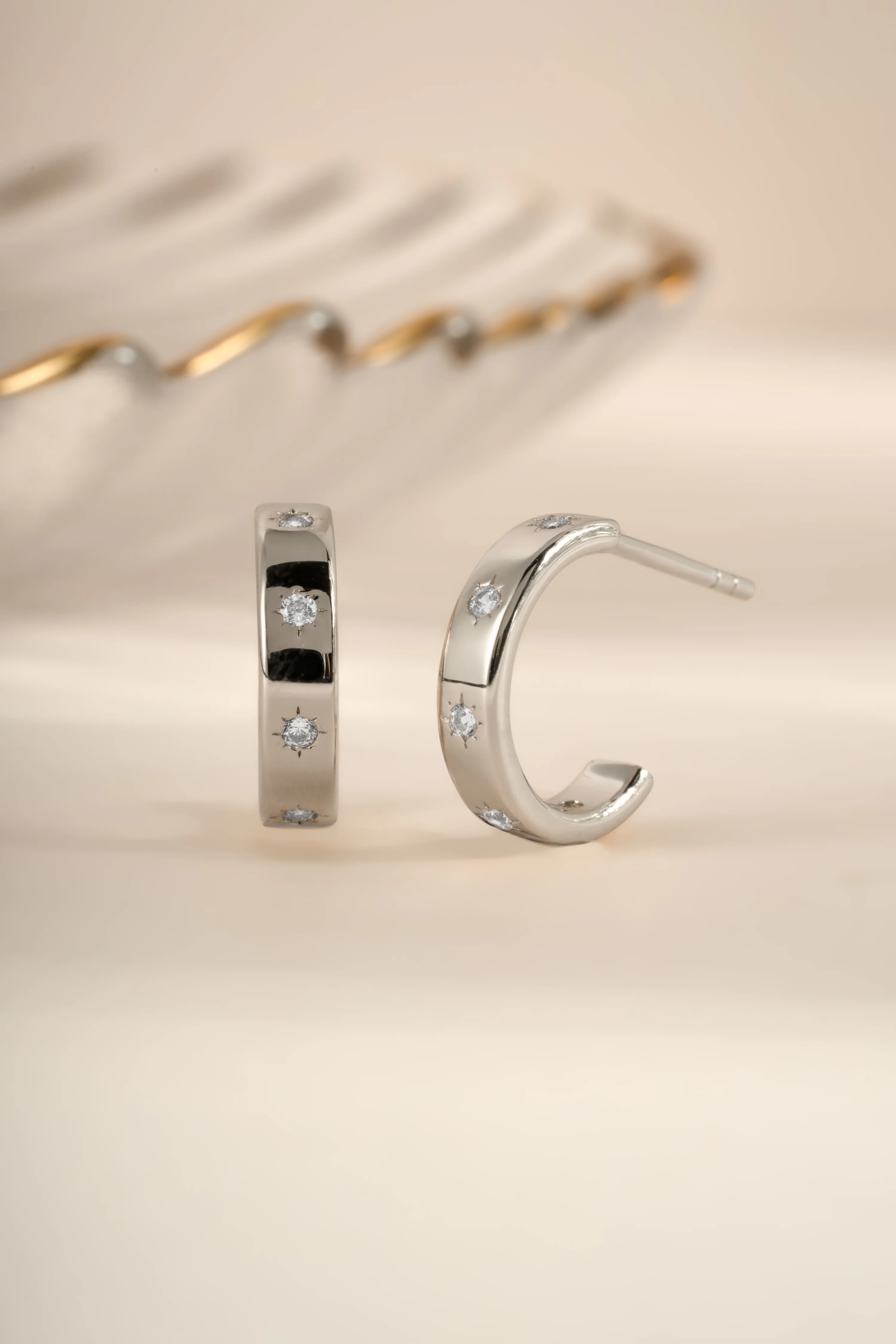 Star Studded Hoop Earrings - Image 4