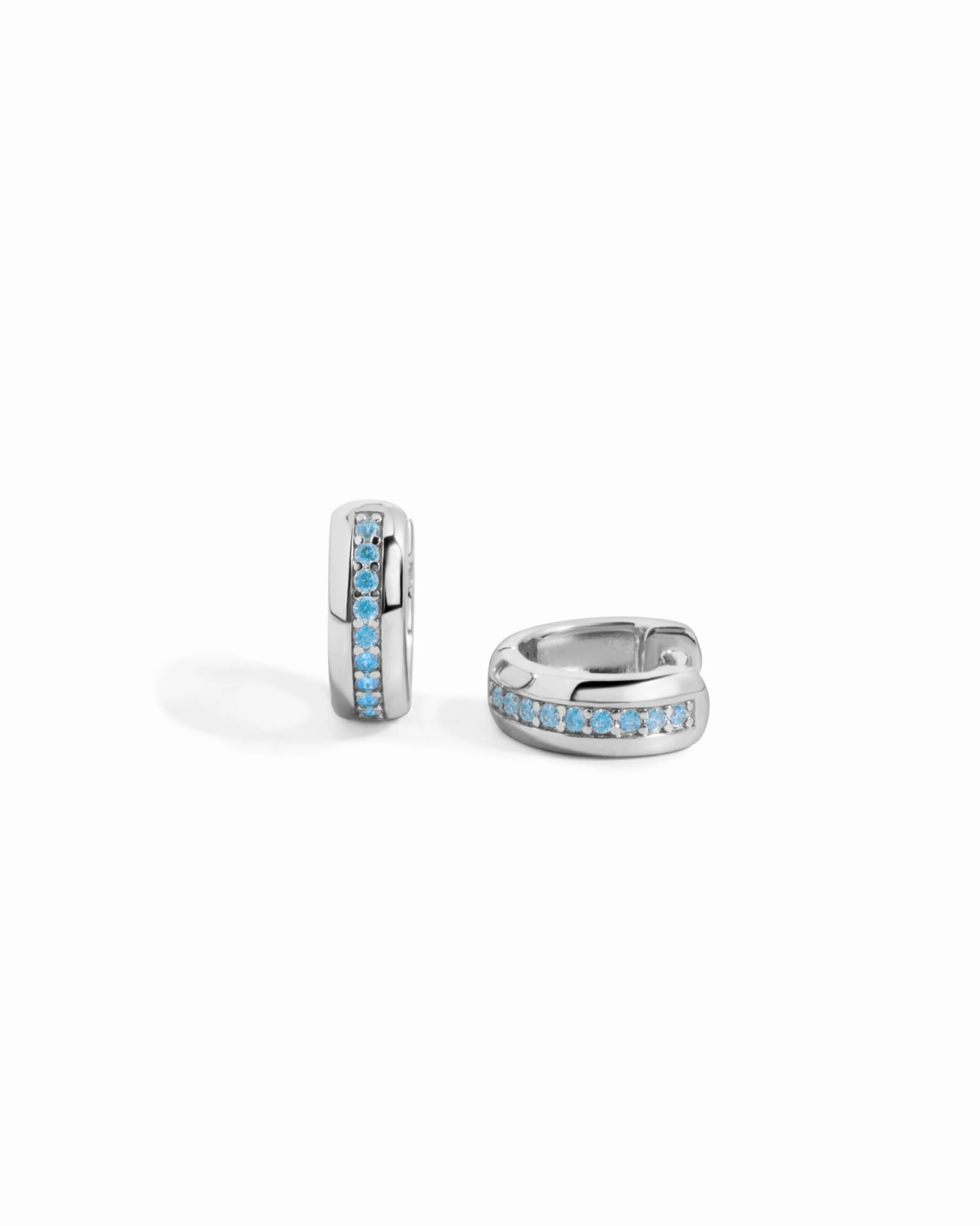 Stripe Aquamarine Huggie Earrings - Image 8
