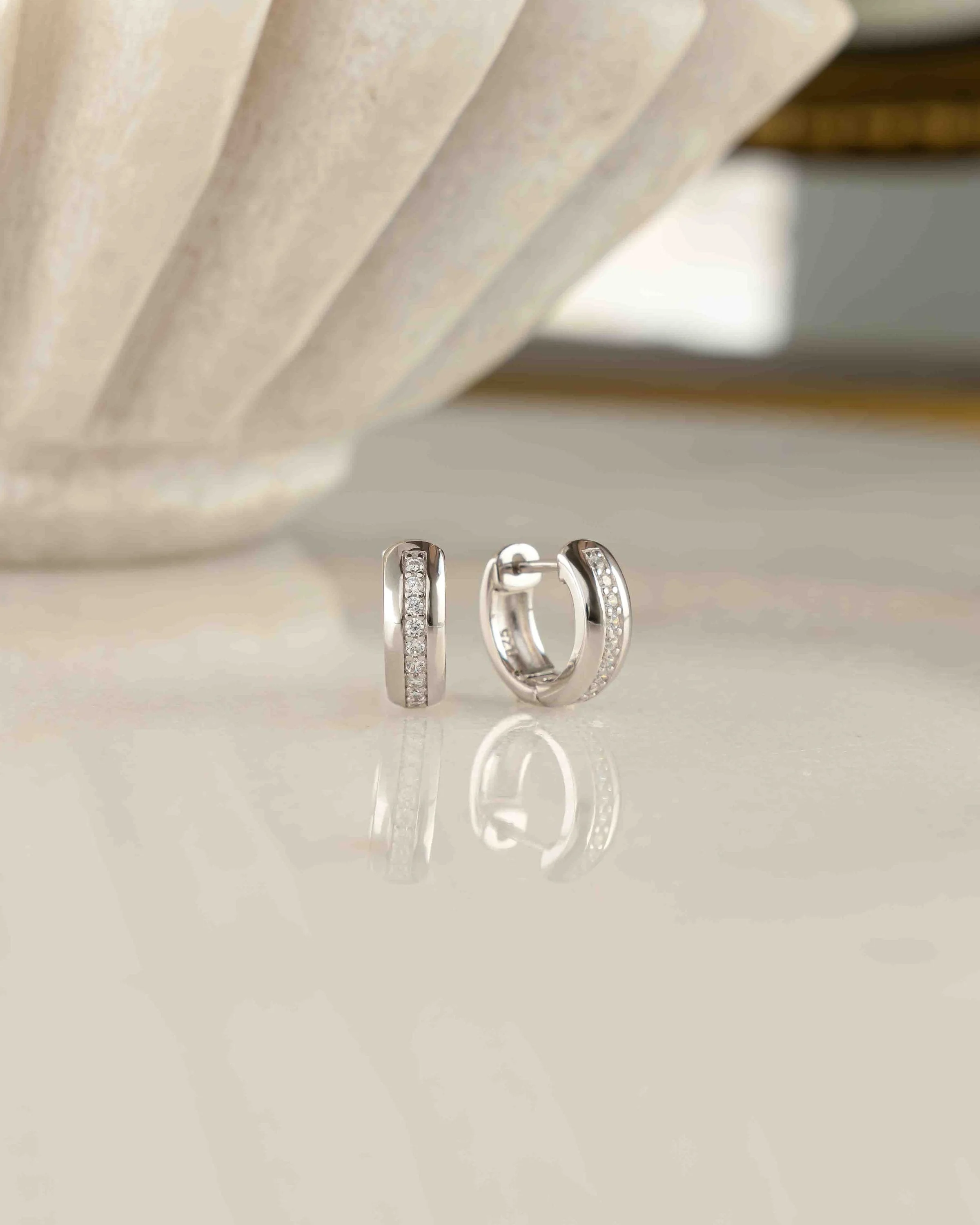 Stripe Diamond Huggie Earrings - Image 3