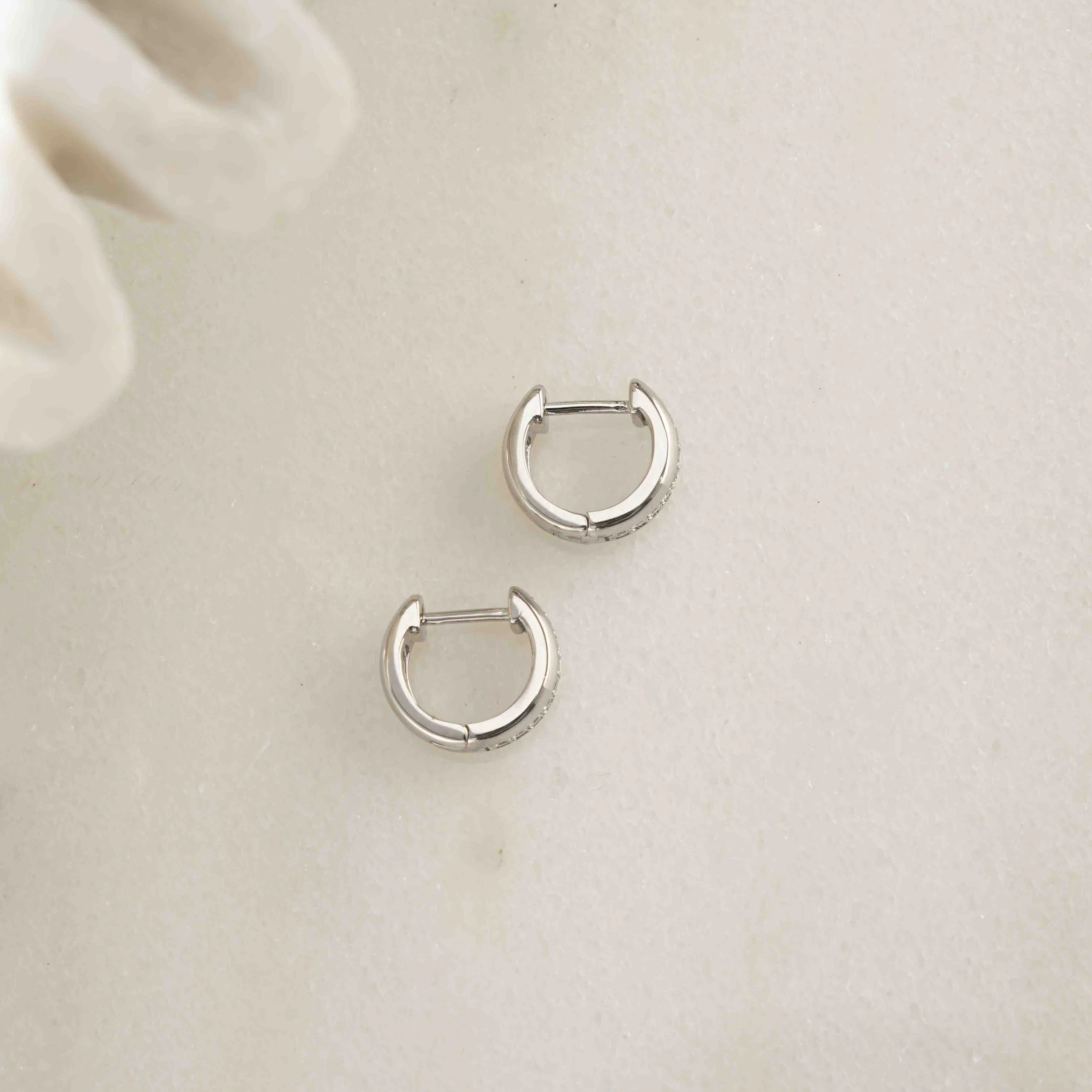 Stripe Diamond Huggie Earrings - Image 7
