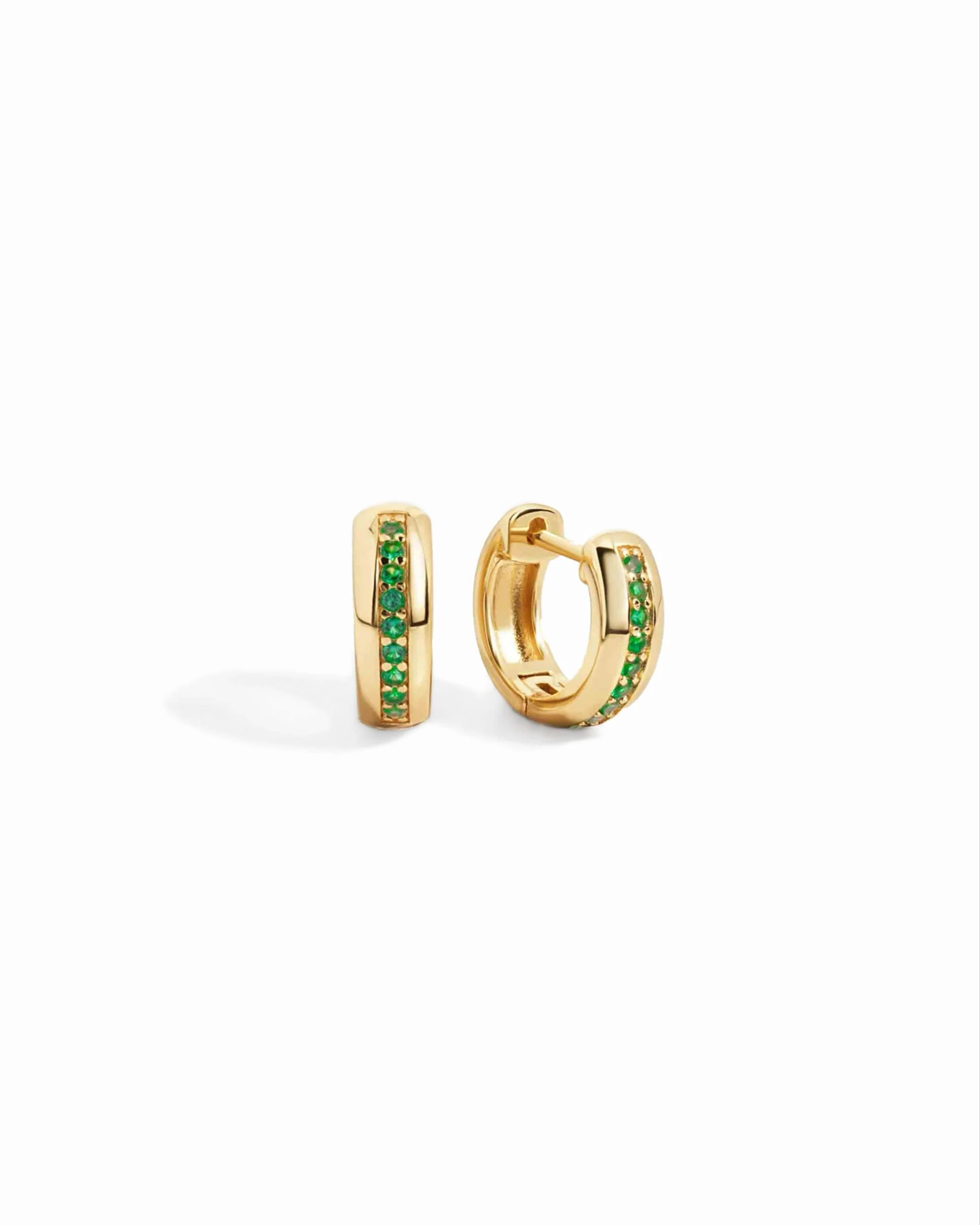 Stripe Emerald Huggie Earrings