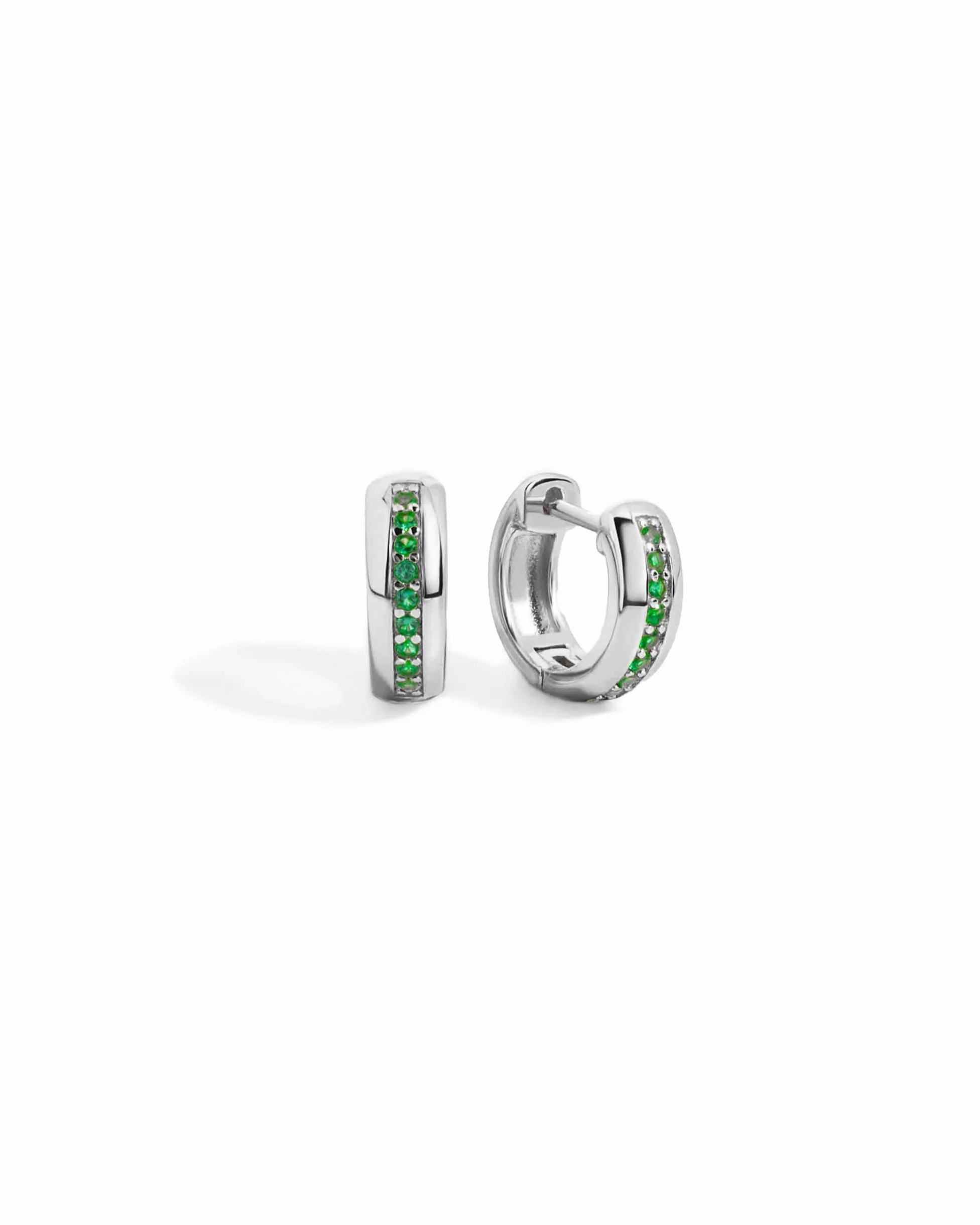 Stripe Emerald Huggie Earrings - Image 7