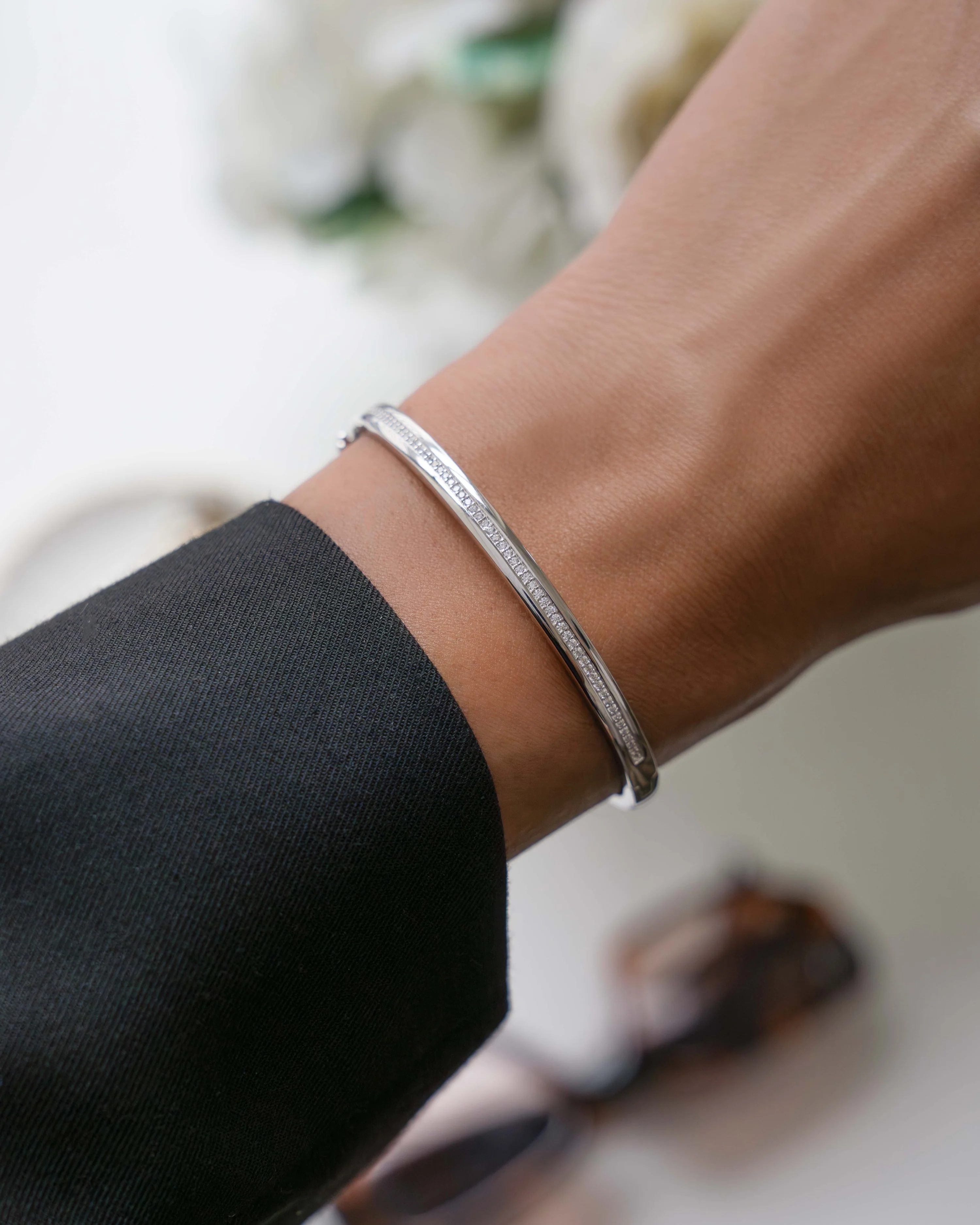 Striped Pavé Diamond Bangle - Image 4