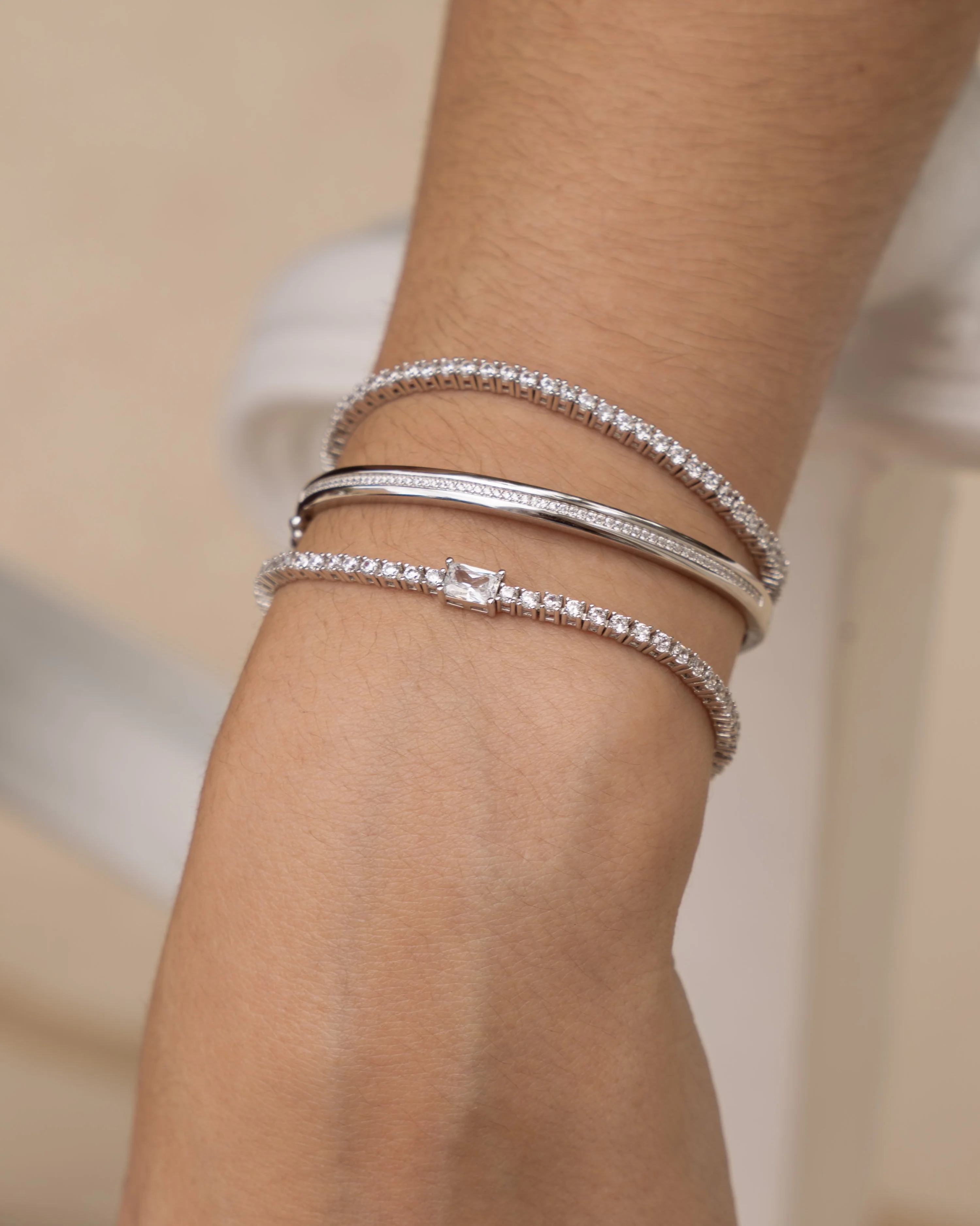 Striped Pavé Diamond Bangle - Image 7