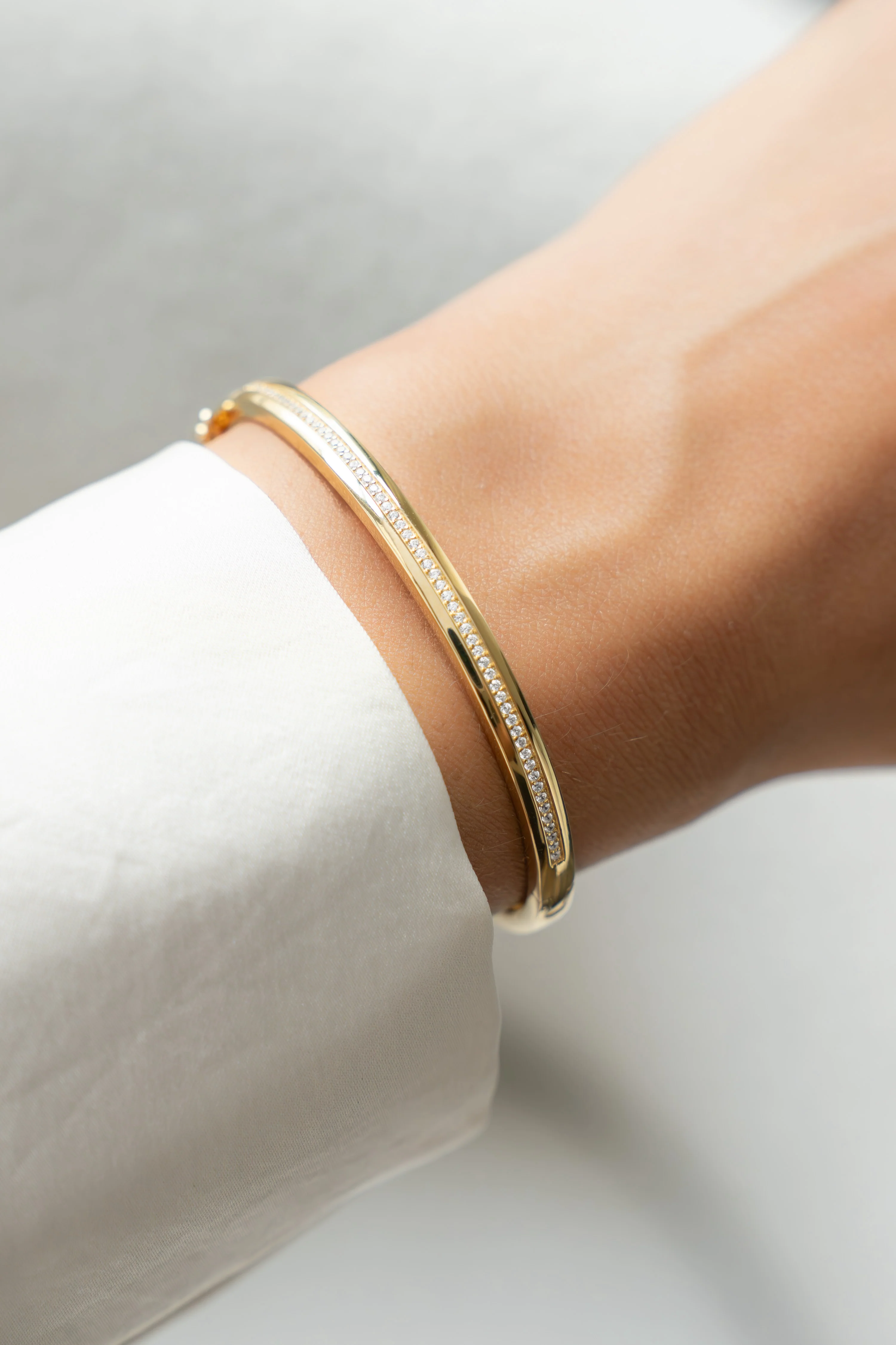 Striped Pavé Diamond Bangle - Image 9